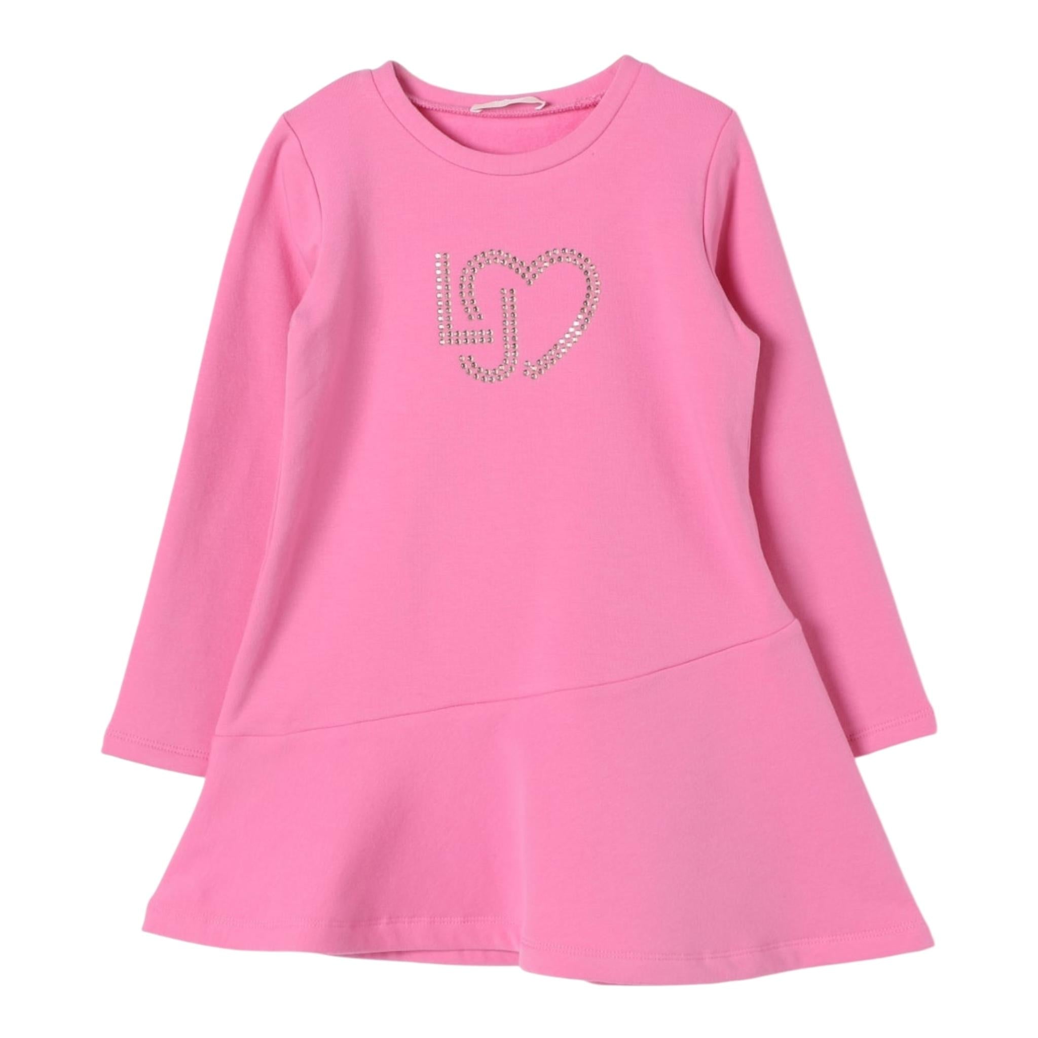 LIU JO abito modello felpa tinta unita con stampa Rosa per Bambina KF4023XXX ROSA LIU JO