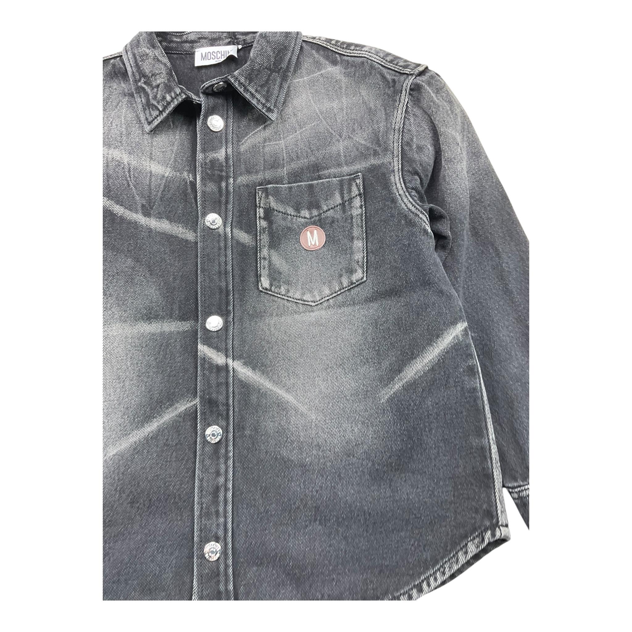 MOSCHINO camicia in denim tinta unita Nero per Bambino HUC01Q NERO MOSCHINO