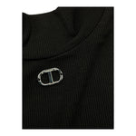 TWINSET shirt mezzo collo tinta unita con logo Nero per Bambina 242GJ243 NERO TWINSET