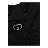 TWINSET shirt mezzo collo tinta unita con logo Nero per Bambina 242GJ243 NERO TWINSET