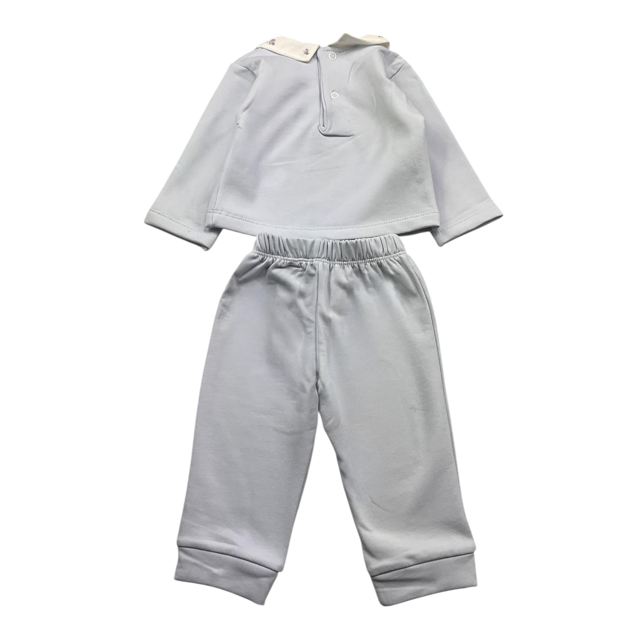 CALAMARO completo 2pz polo-pantalone tinta unita con stampa Azzurro per Neonato 11016 AZZURRO CALAMARO