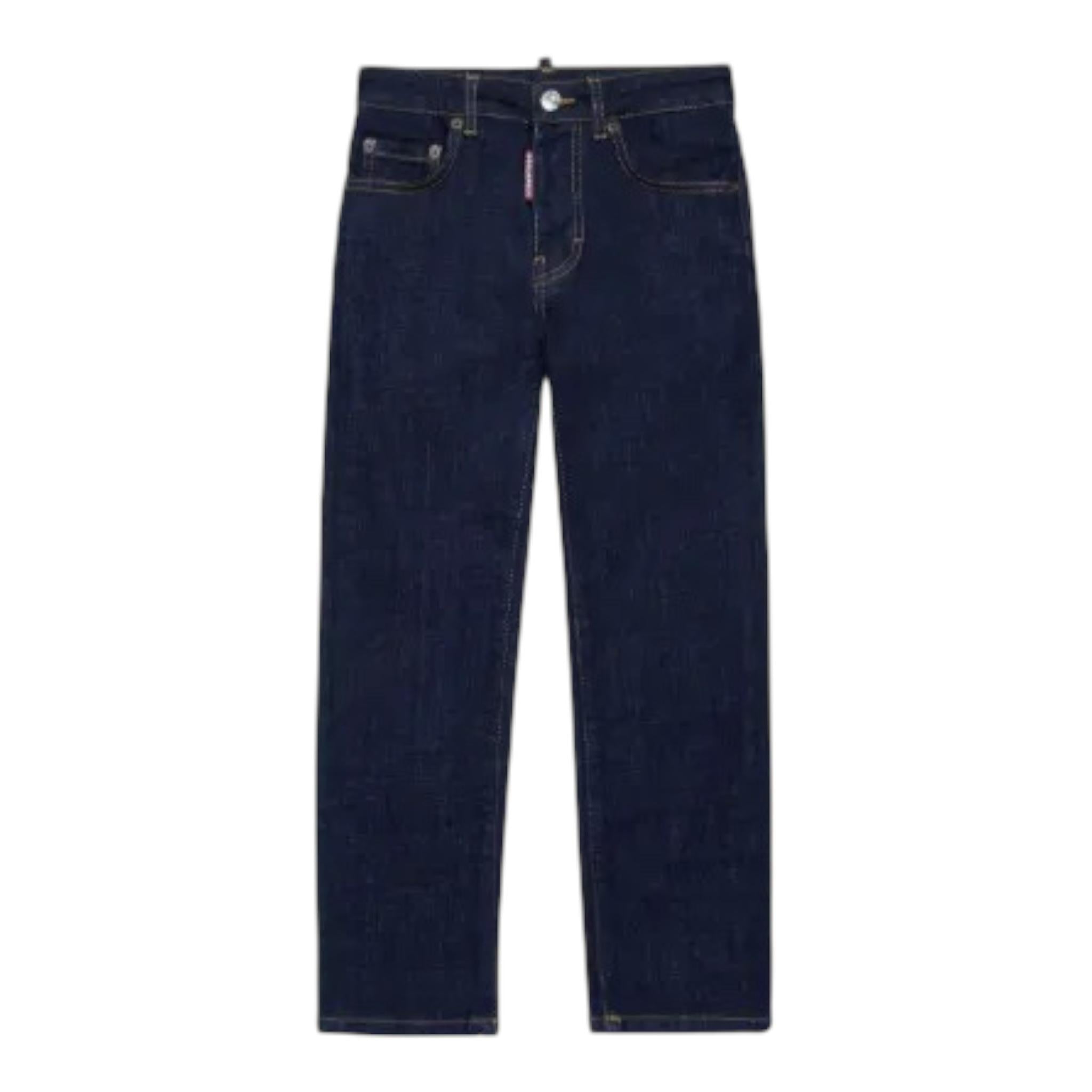 DSQUARED2 jeans tinta unita con cuciture in contrasto Blu per Bambino DQ2252 BLU DSQUARED2