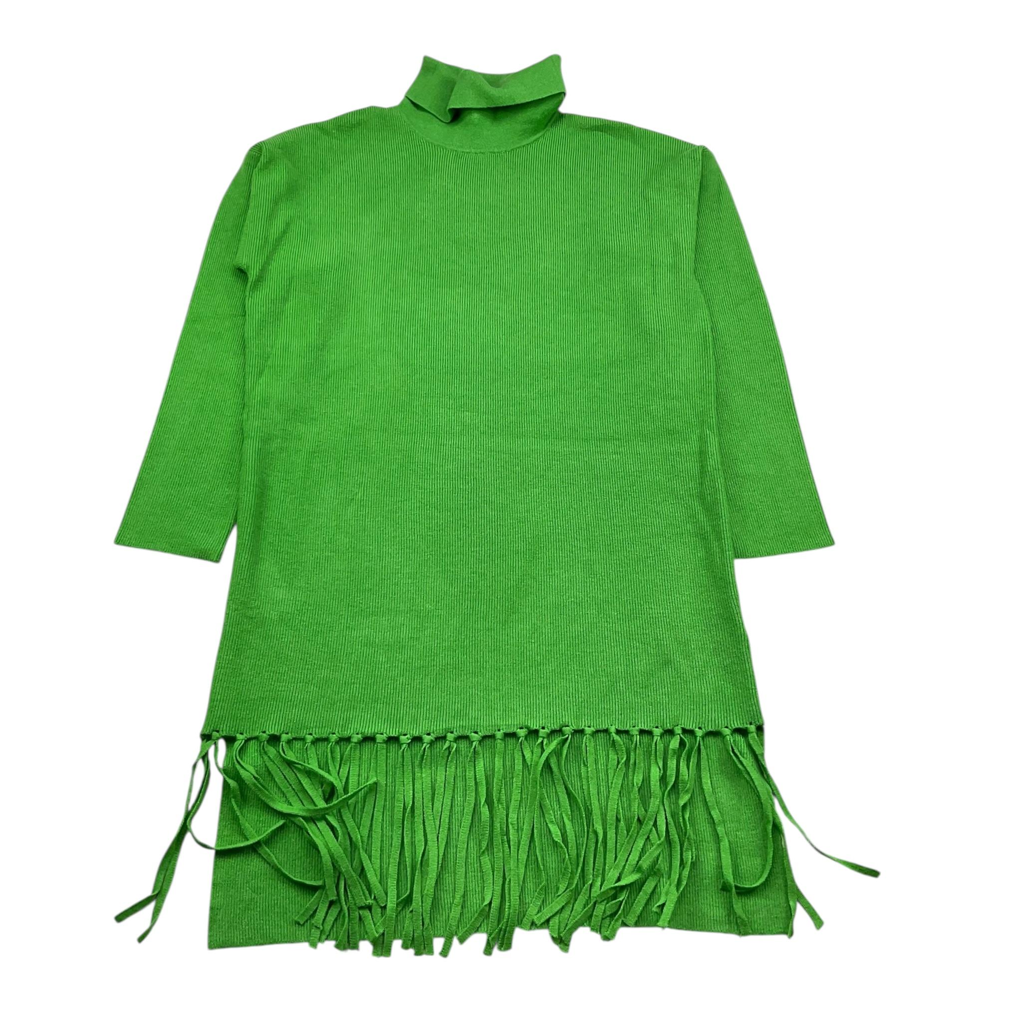 TO be too abito manica lunga tinta unita con frange Verde per Bambina TBT2453 VERDE TO be too