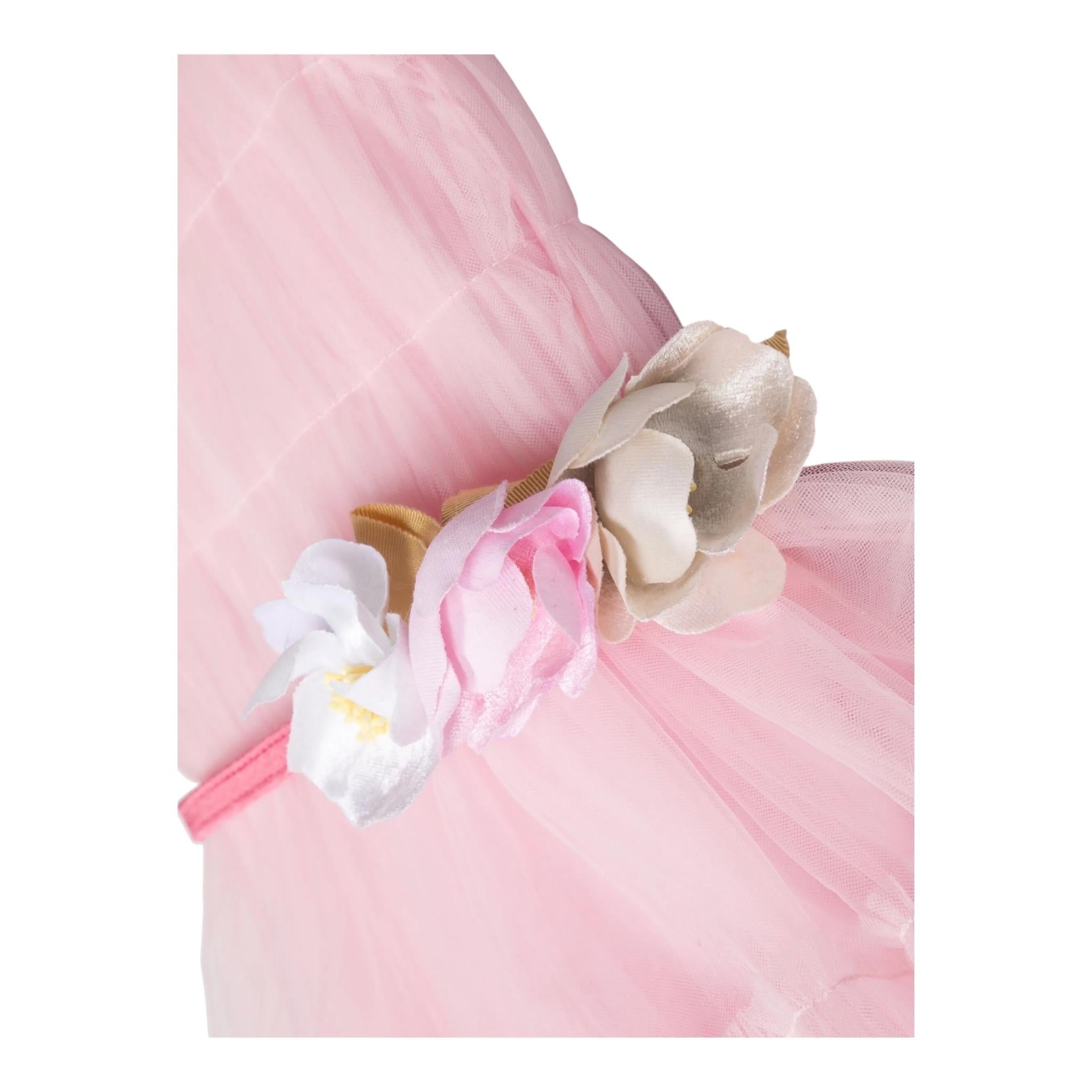 MONNALISA abito mezza manica tinta unita in tulle con cinturino Rosa per Neonata 19B900N ROSA MONNALISA