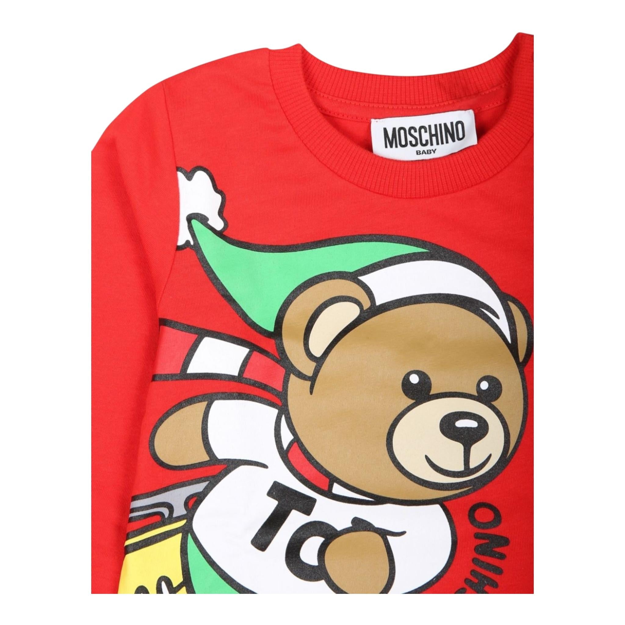 ICEBERG shirt girocollo tinta unita con stampa orso Rosso per Neonato MSO00RX ROSSO ICEBERG