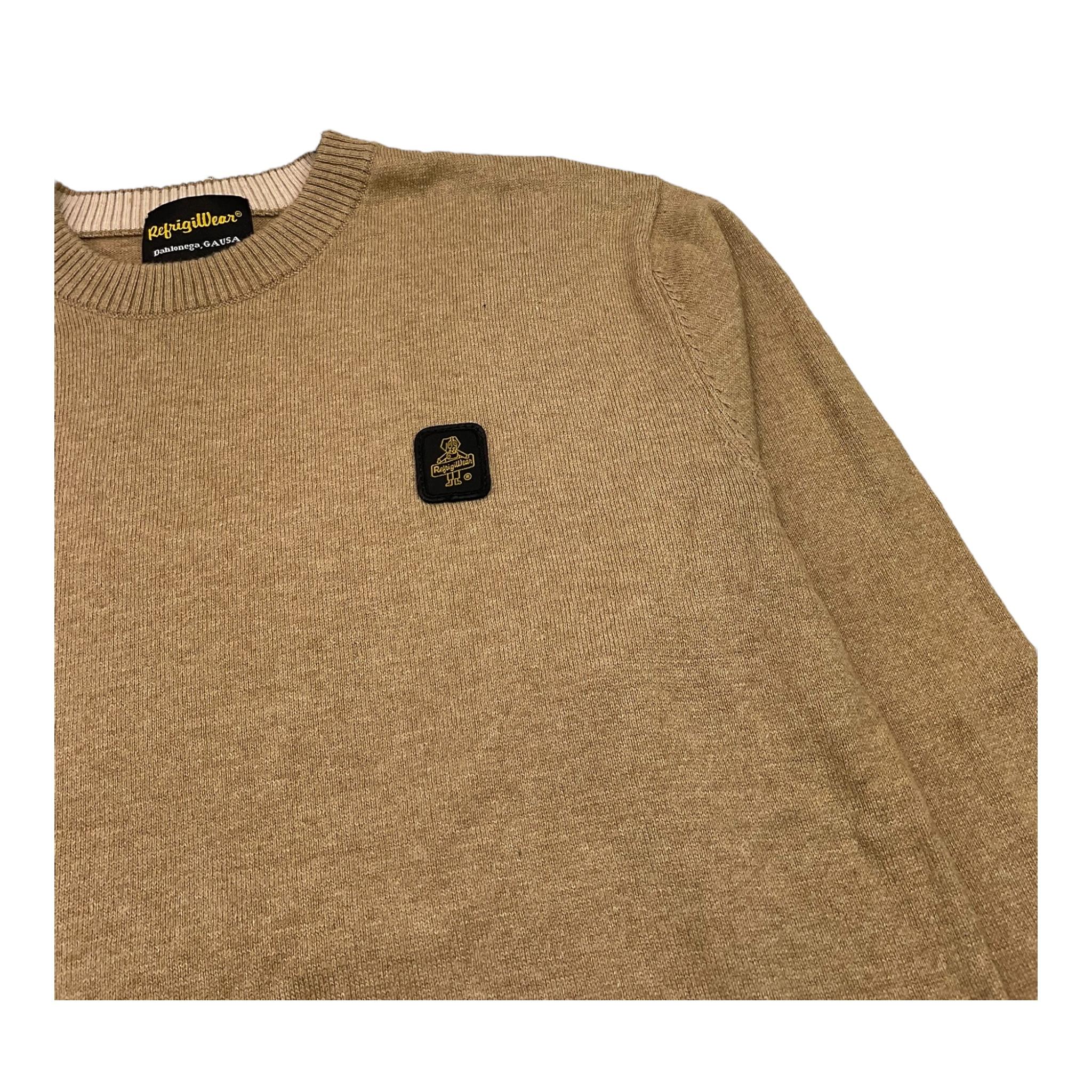 REFRIGIWEAR maglia girocollo tinta unita con logo Beige per Bambino RW747 BEIGE REFRIGIWEAR
