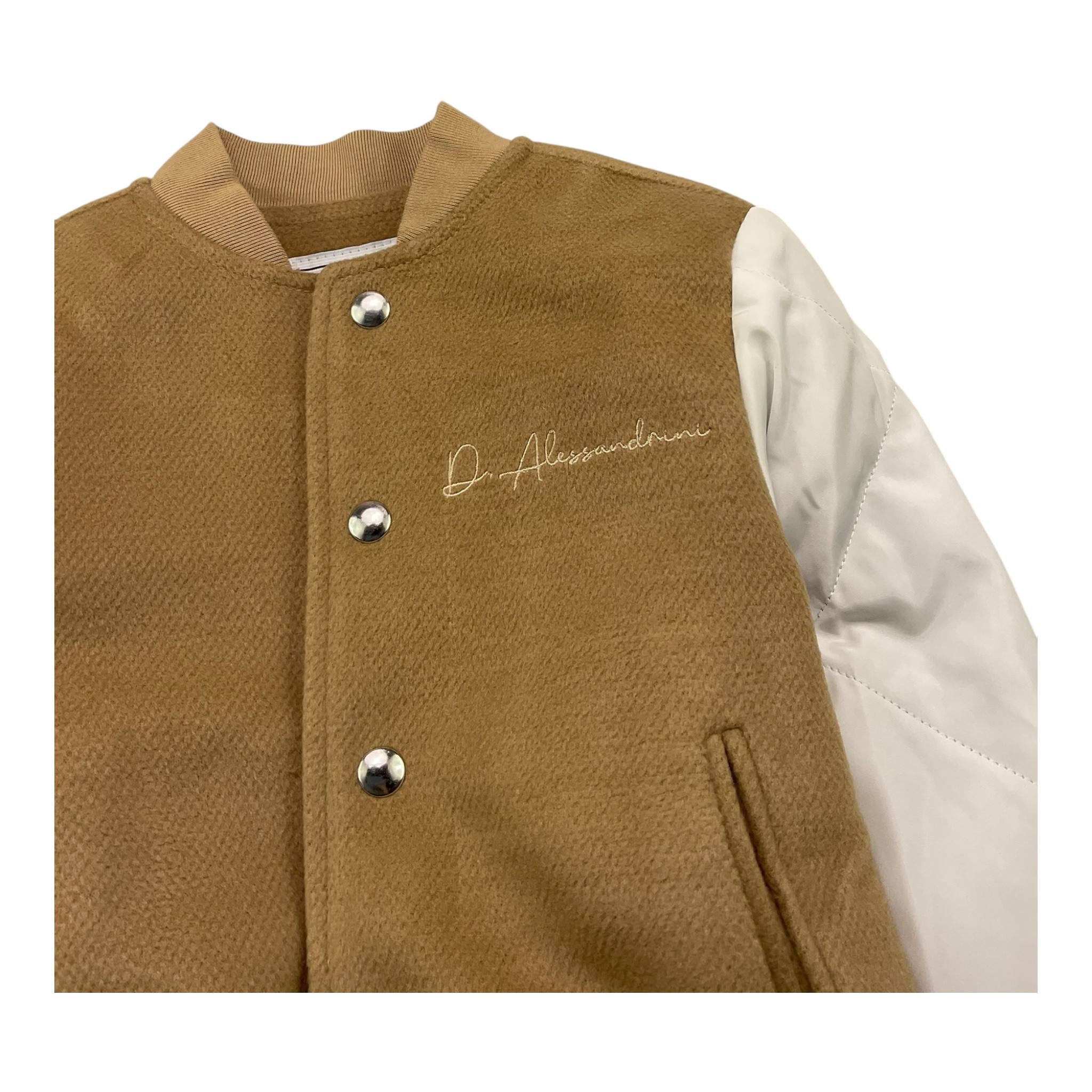 DANIELE ALESSANDRINI giubbino modello college tinta unita con maniche in contrasto Cammello per Bambino 123100001 CAMMELLO DANIELE ALESSANDRINI