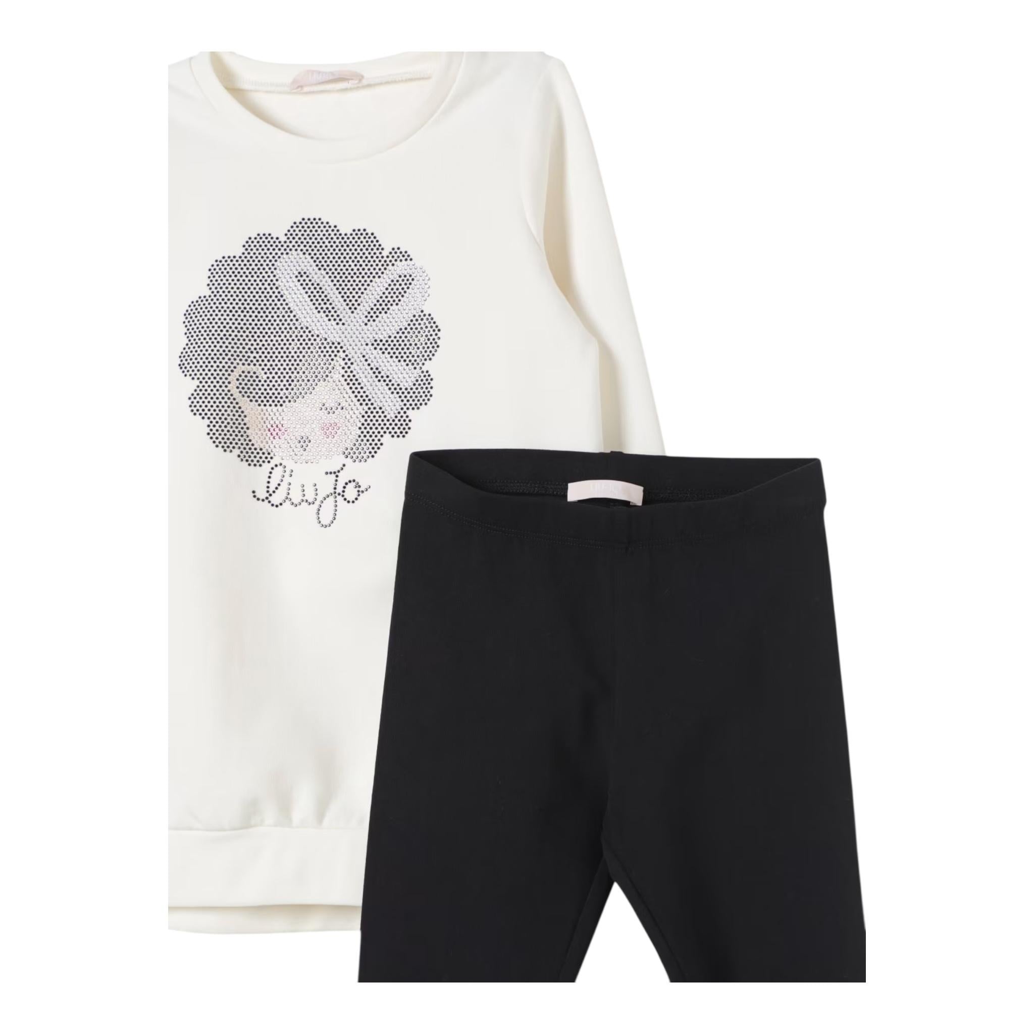 LIU JO completo 2pz felpa-leggins bicolore Panna/nero per Bambina KF4024J PANNA/NERO LIU JO