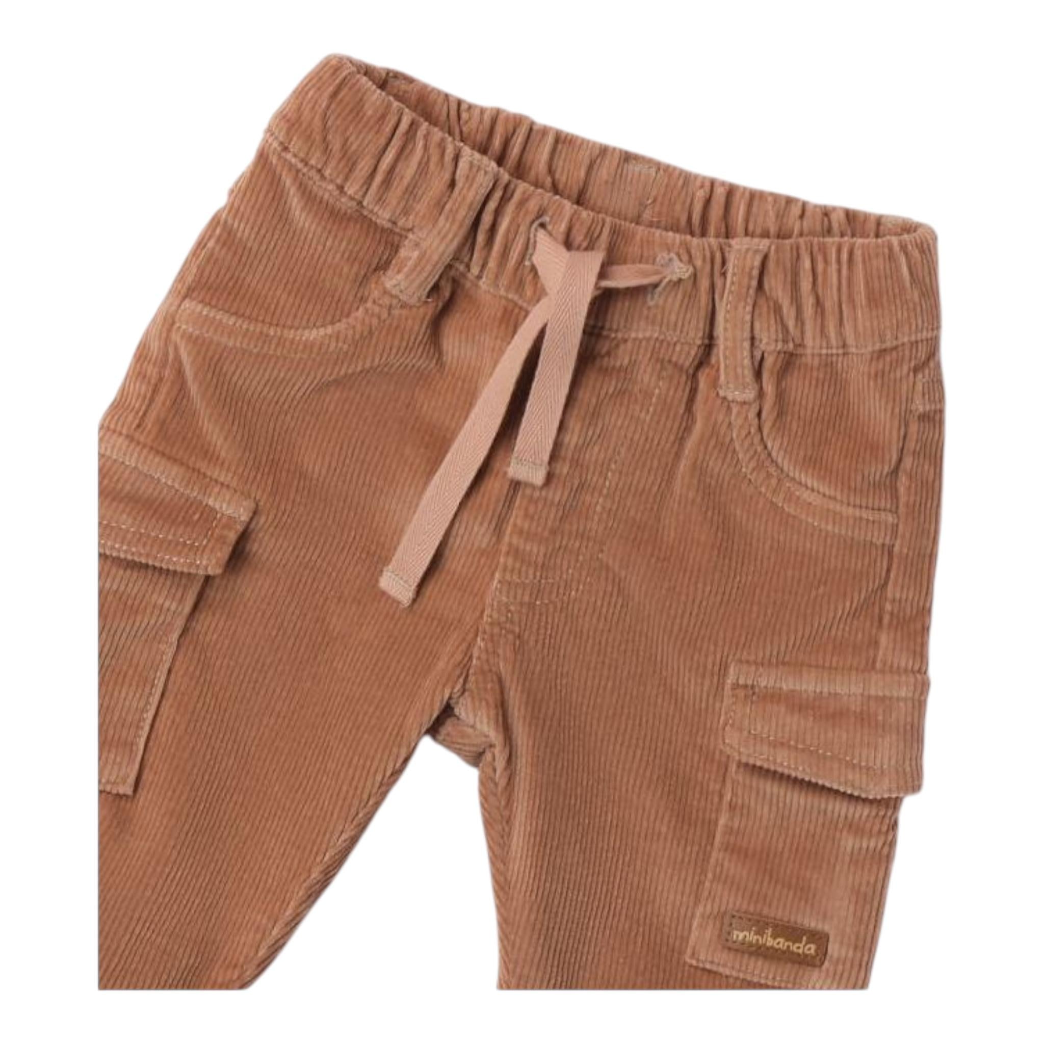 MINI BANDA pantalone in velluto tinta unita con elastico in vita Beige per Neonato A639 BEIGE MINI BANDA