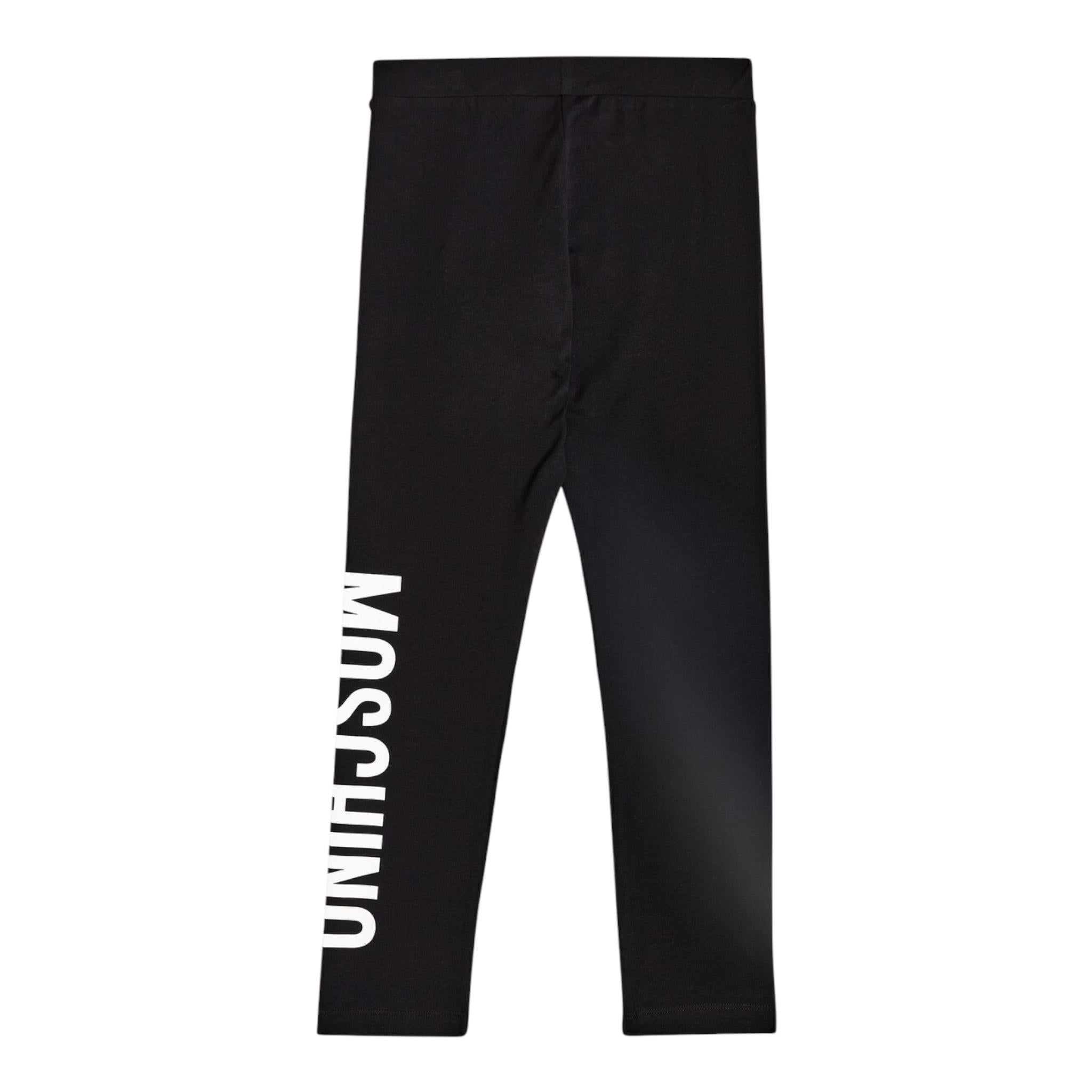 MOSCHINO leggins tinta unita con stampa logo Nero per Bambina HDP067 NERO MOSCHINO