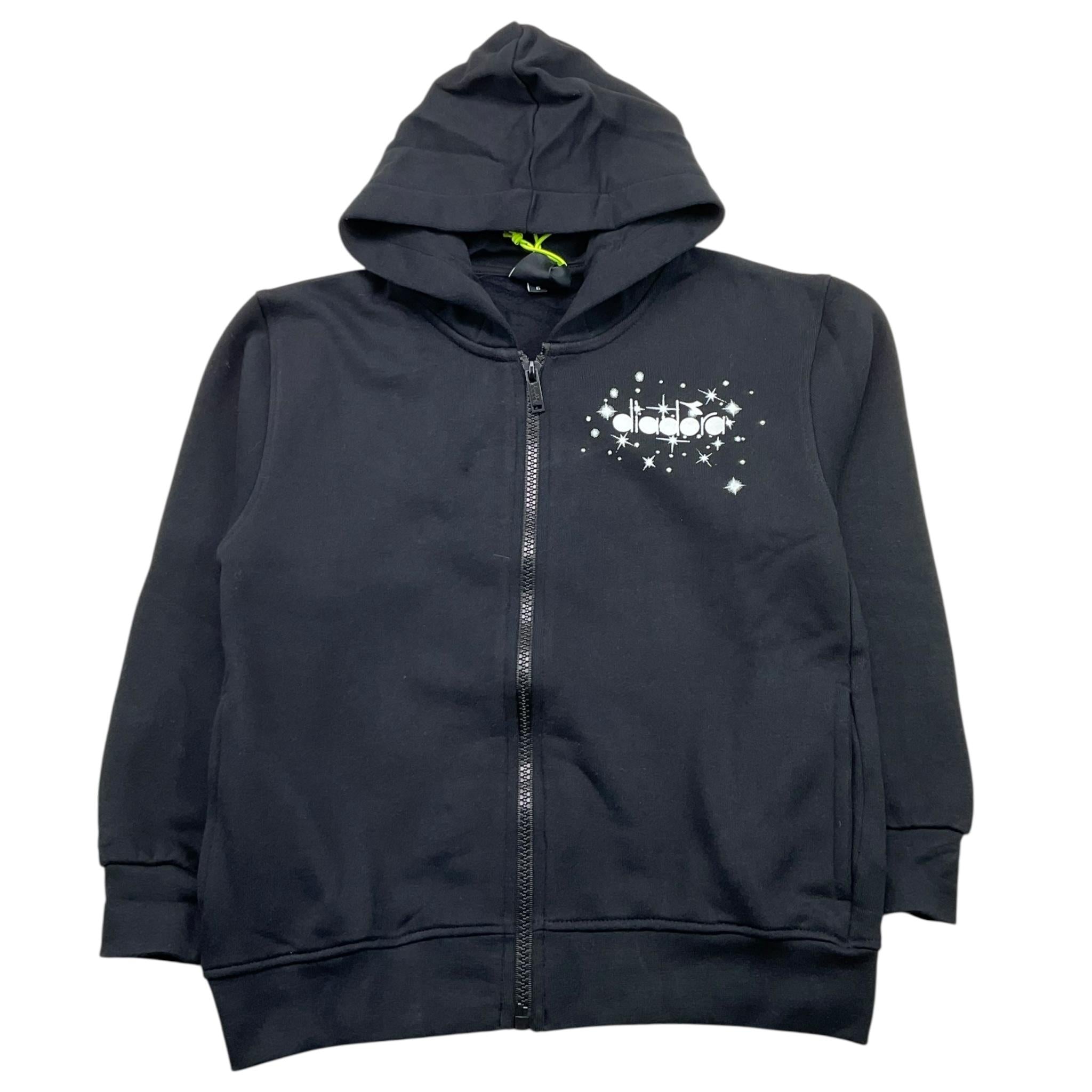 DIADORA felpa con zip e cappuccio tinta unita con logo Nero per Bambina F4DIBGZH098 NERO DIADORA