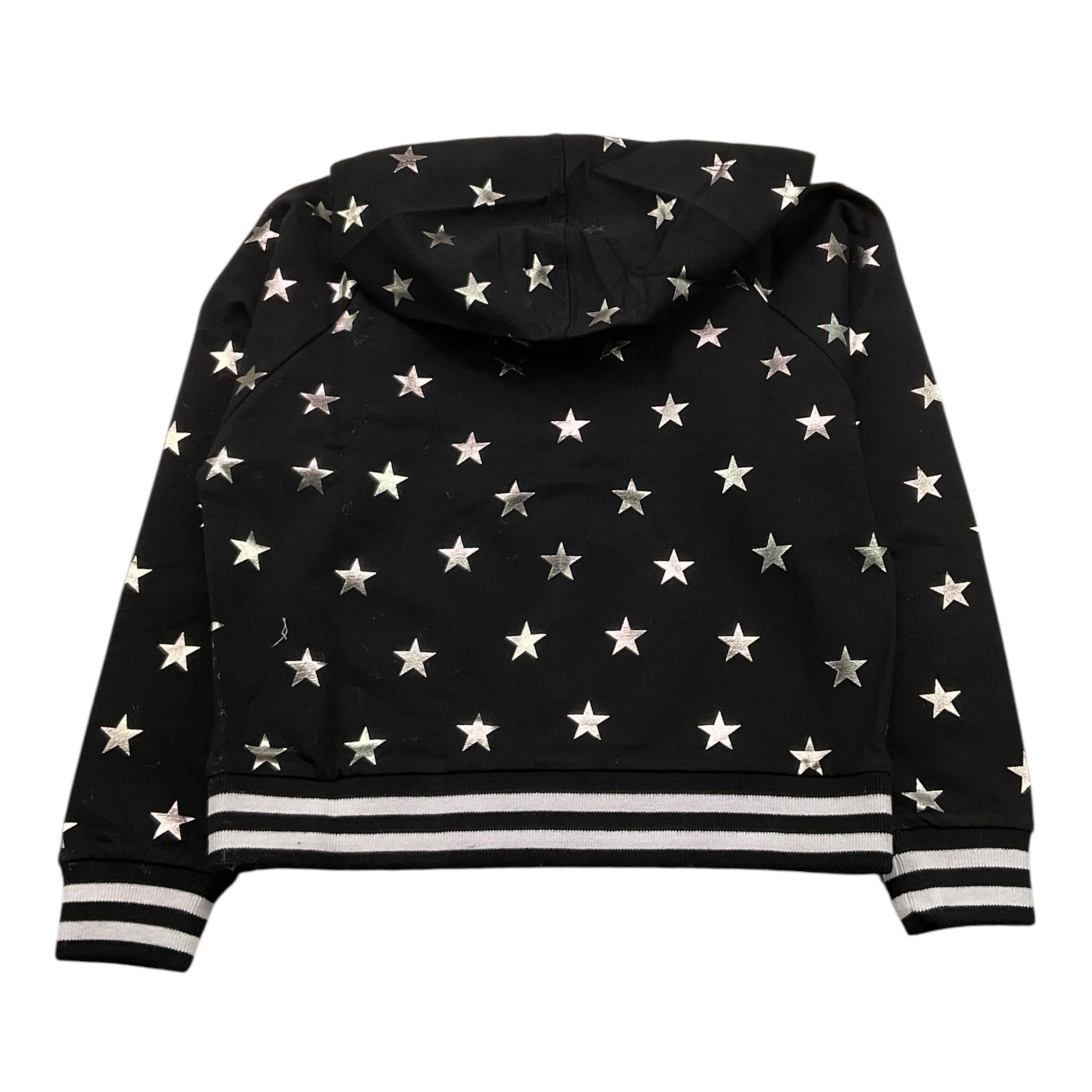MONNALISA felpa cn zip e cappuccio tinta unita con stampe stelle Nero per Bambina 660802 NERO MONNALISA