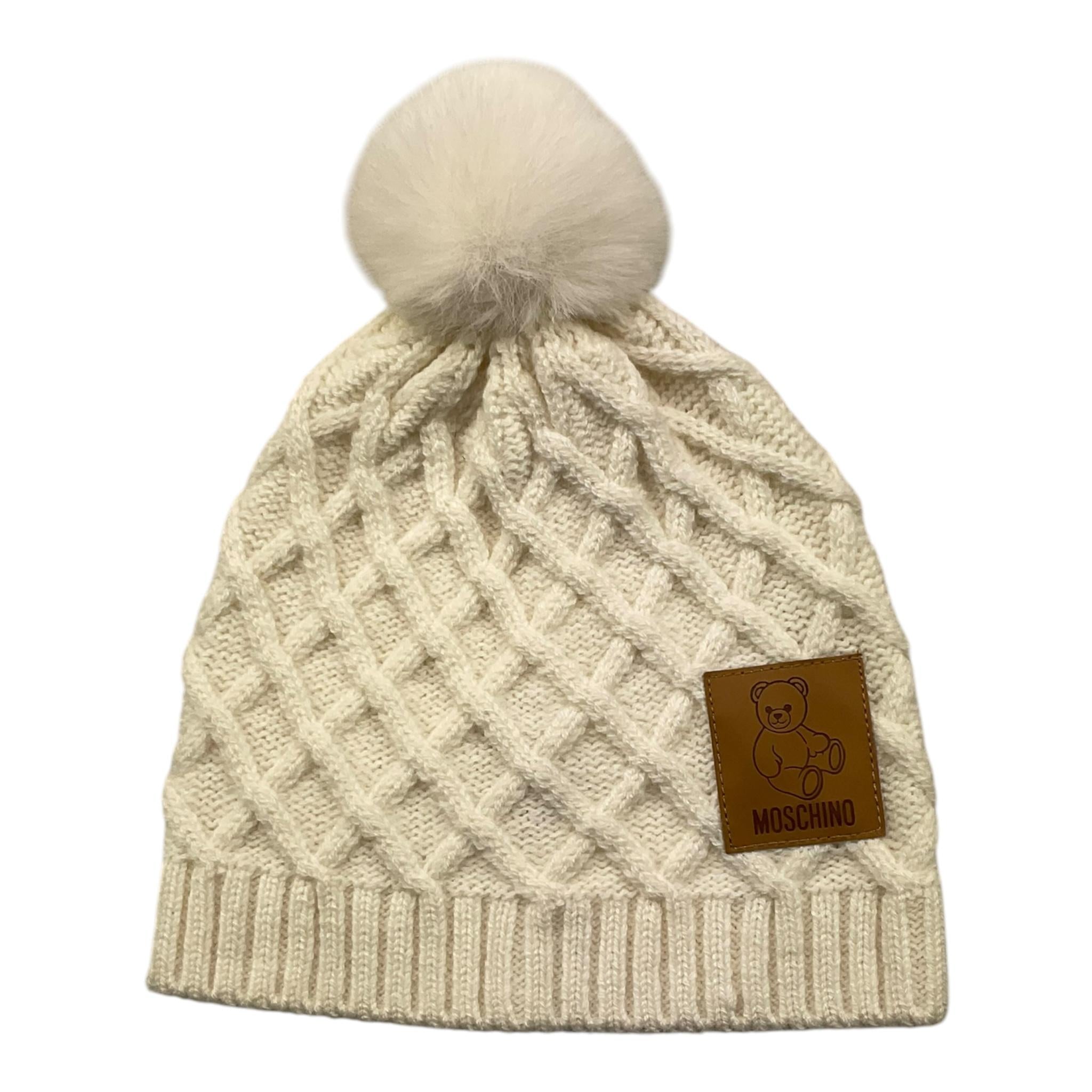 MOSCHINO cappello tinta unita con pn pon Panna per Neonato MUX05J PANNA MOSCHINO
