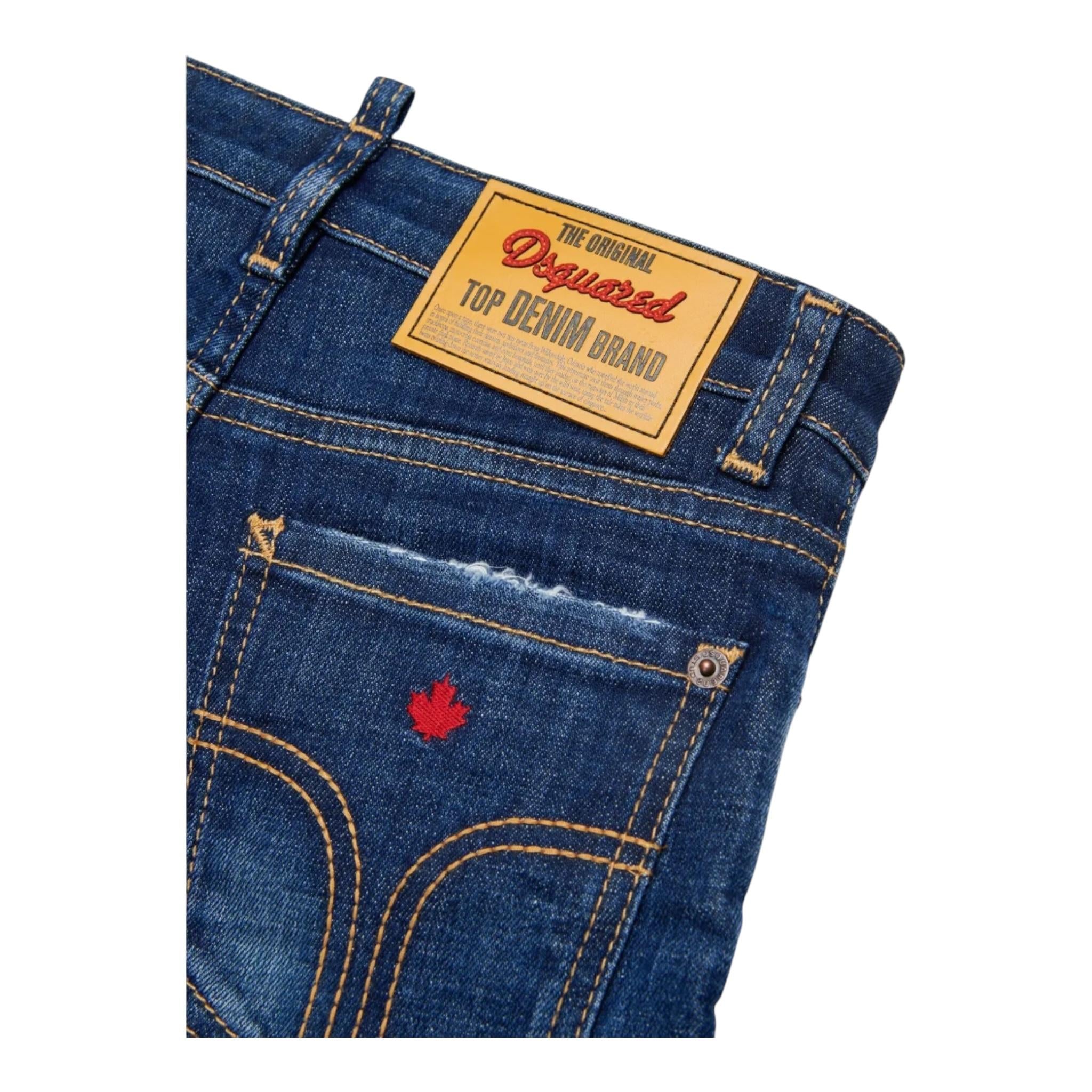 DSQUARED2 jeans tinta unita con strappi Blu per Bambino DQ2241 BLU DSQUARED2