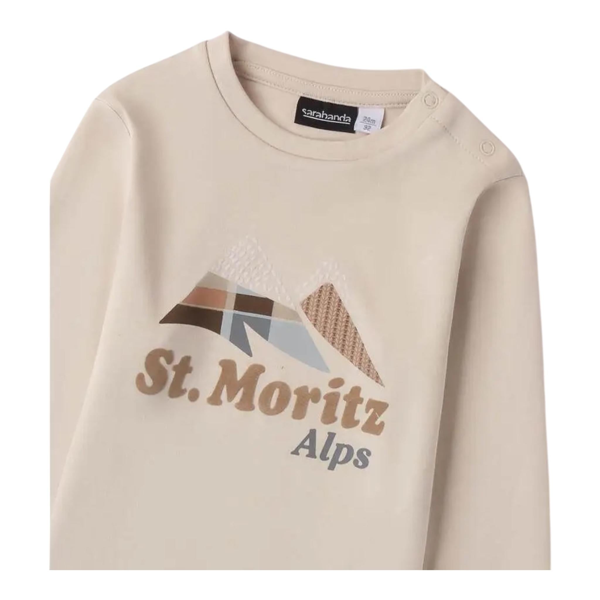 SARABANDA shirt girocollo tinta unita con stampa Beige per Bambino 0A148 BEIGE SARABANDA
