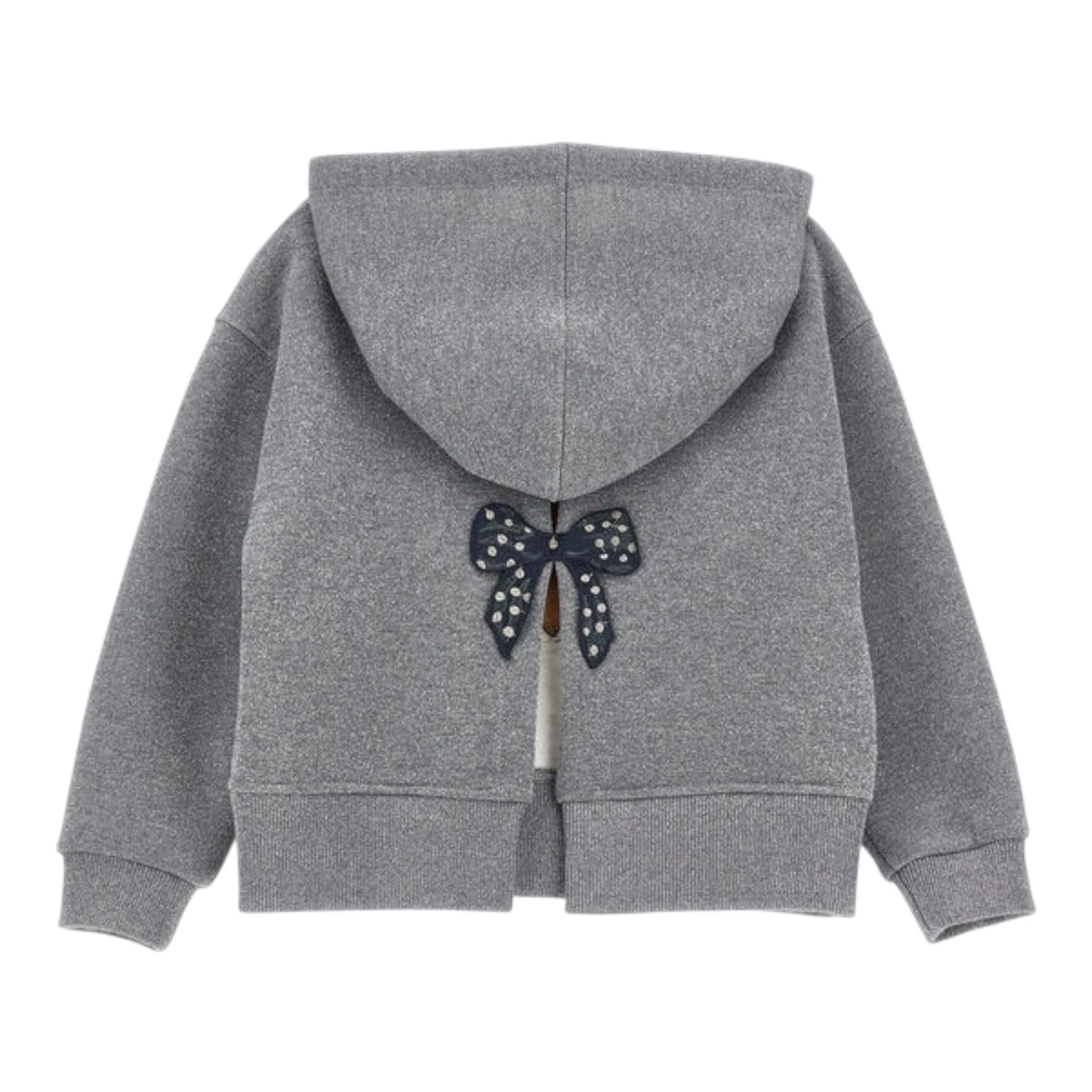MONNALISA felpa tinta unita con cappuccio e stampa Grigio per Bambina 19D609 GRIGIO MONNALISA