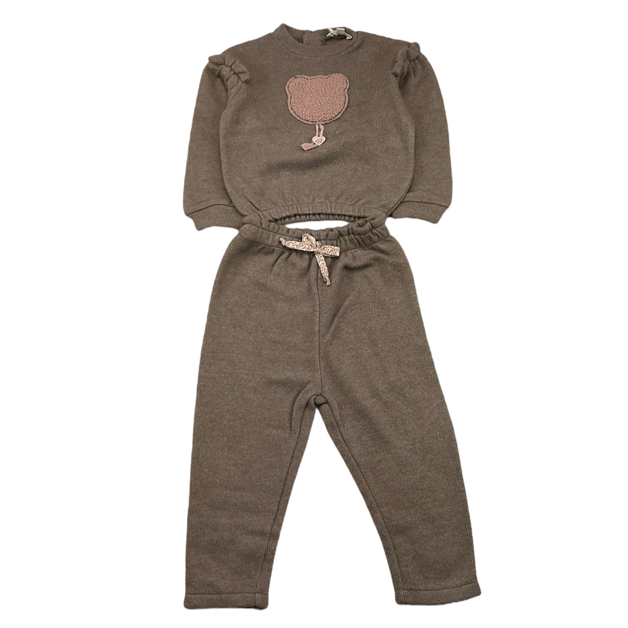 LALALU' completo 2 pezzi maglia-pantalone tinta unita Tortora per Neonata CML9N TORTORA LALALU'