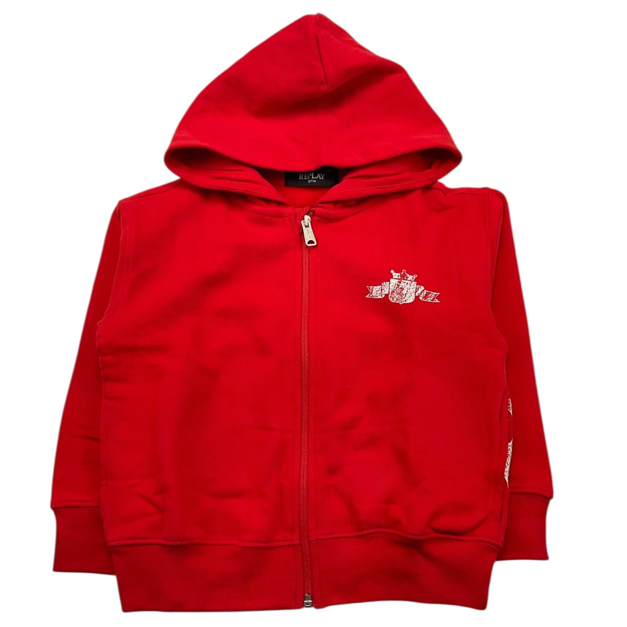 REPLAY felpa con zip e cappuccio tinta unita con logo Rosso per Bambino SB2723 ROSSO REPLAY
