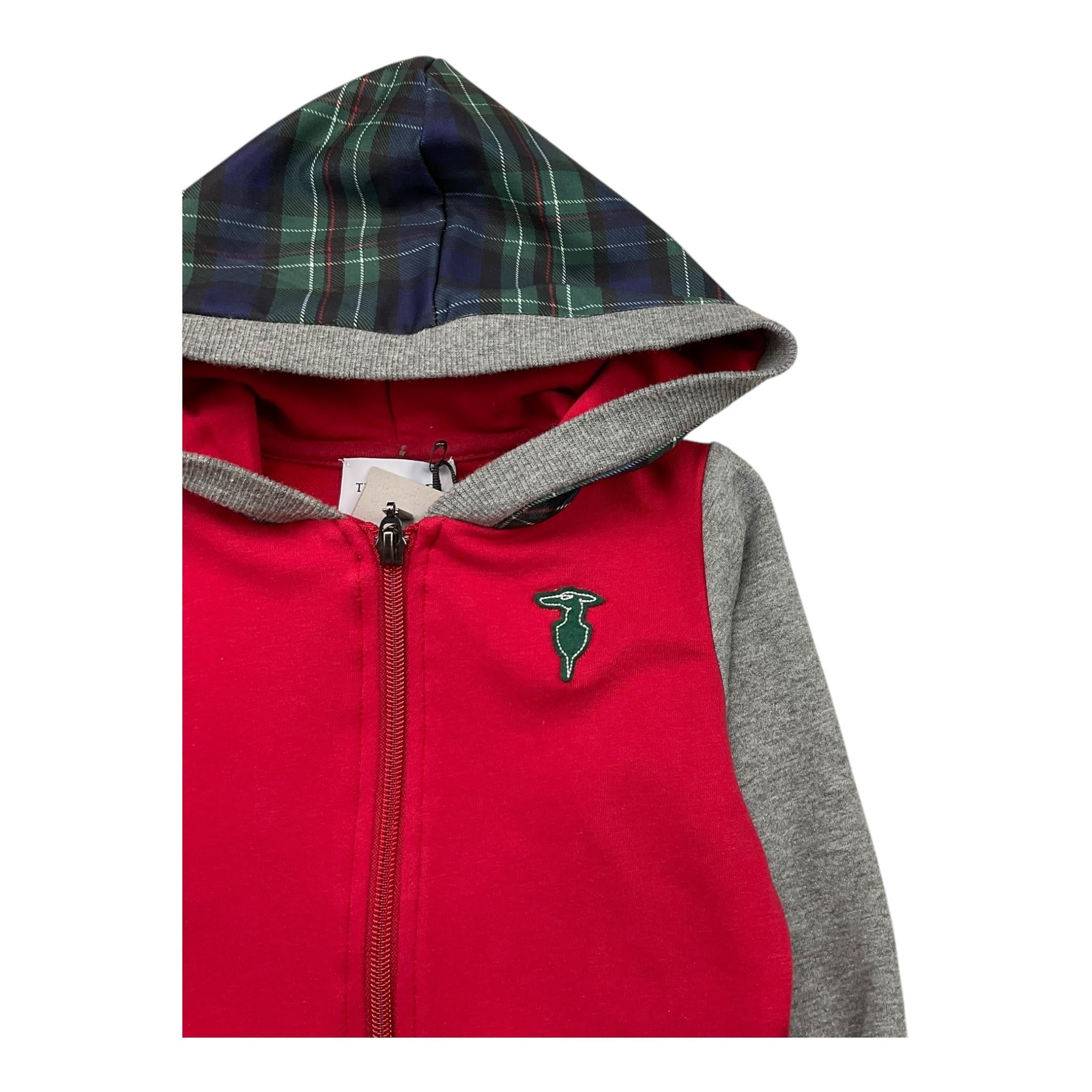 TRUSSARDI felpa con zip e cappuccio tinta unita con maniche in contrasto Rosso per Neonato TIA25049FE ROSSO TRUSSARDI
