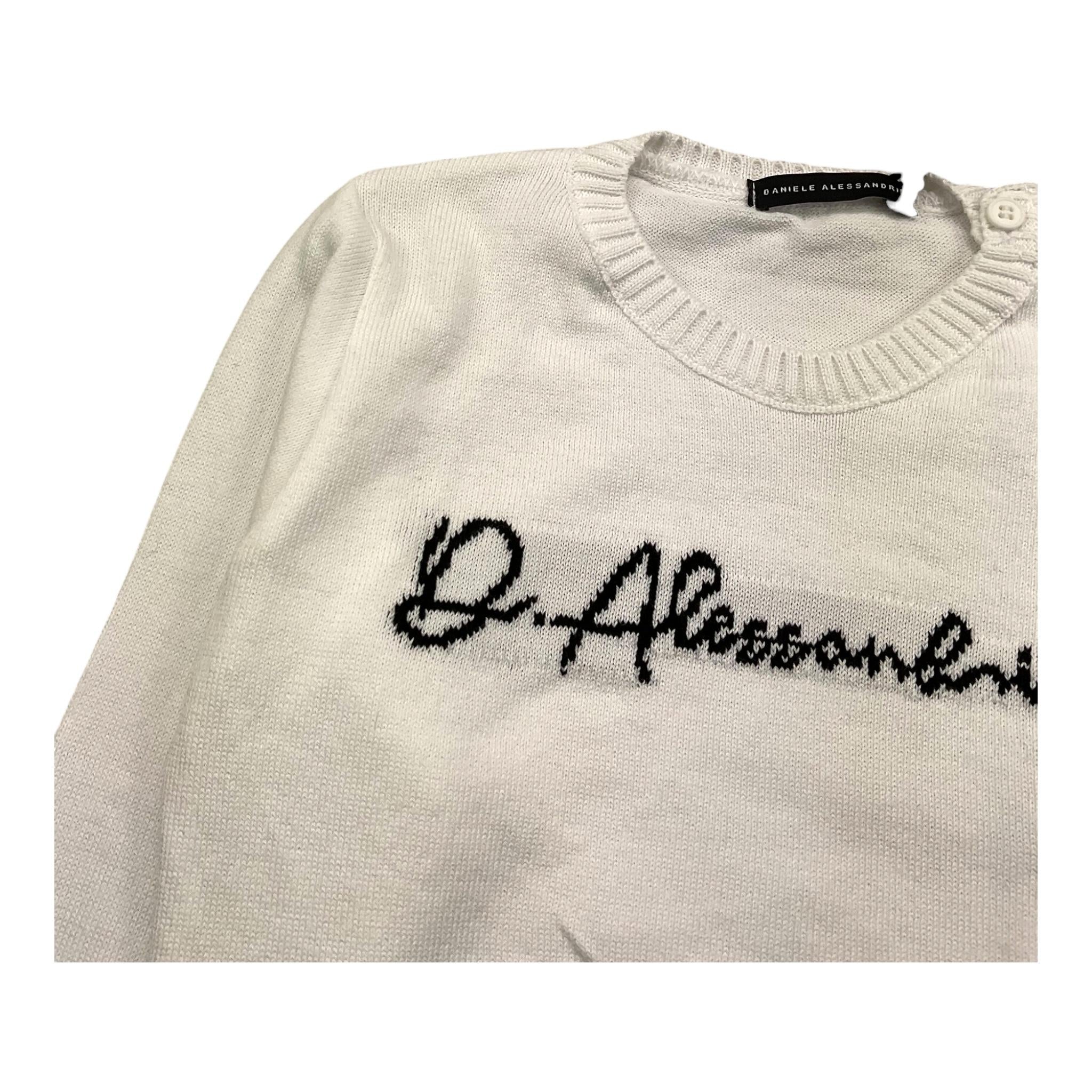 DANIELE ALESSANDRINI maglia girocollo tinta unita con stampa Bianco per Neonata 1291W00040NXX BIANCO DANIELE ALESSANDRINI