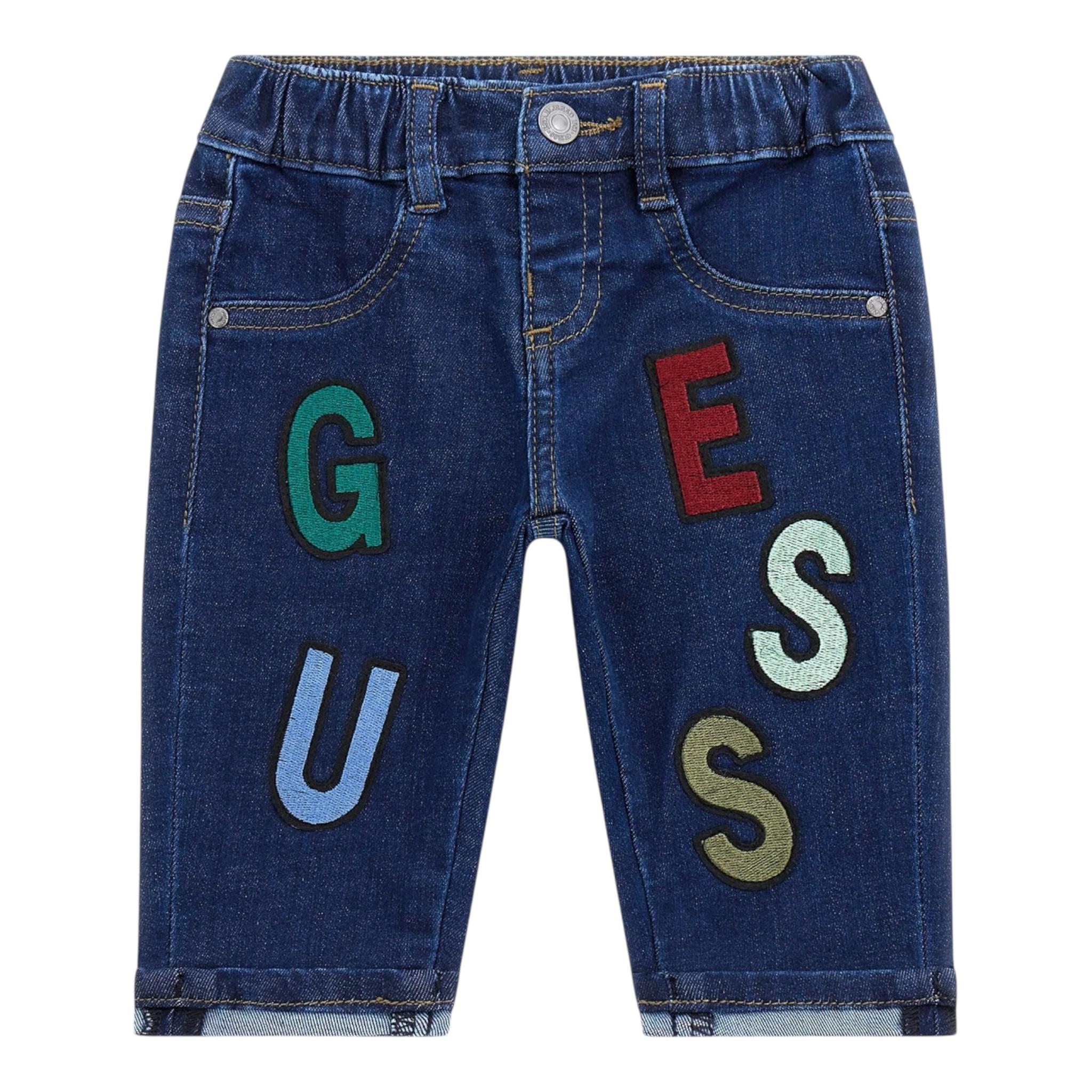 GUESS jeans tinta unita con logo Blu per Bambino N4YA03D4CA0 BLU GUESS