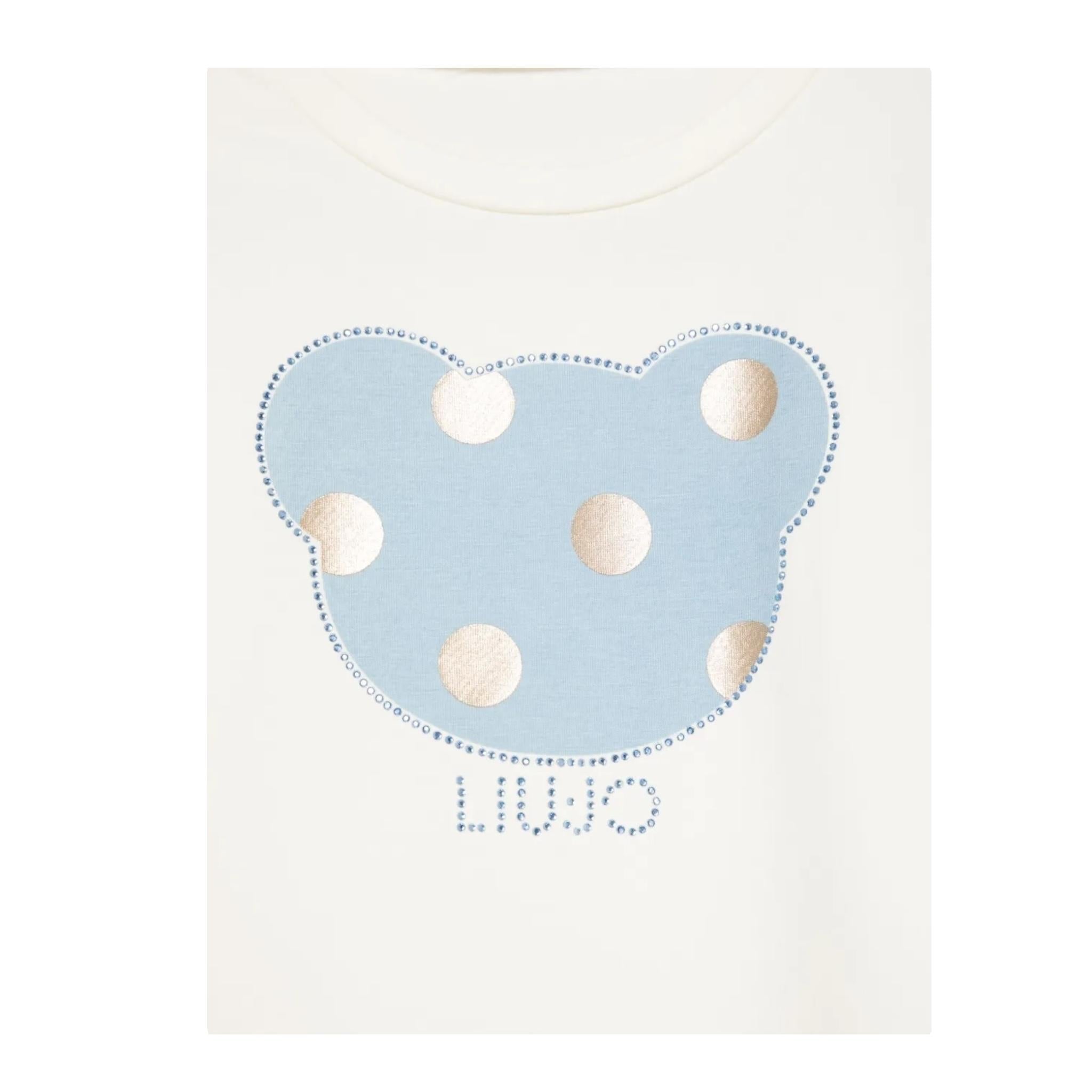 LIU JO shirt girocollo tinta unita con stampa in contrasto Panna per Bambina KF4067 PANNA LIU JO