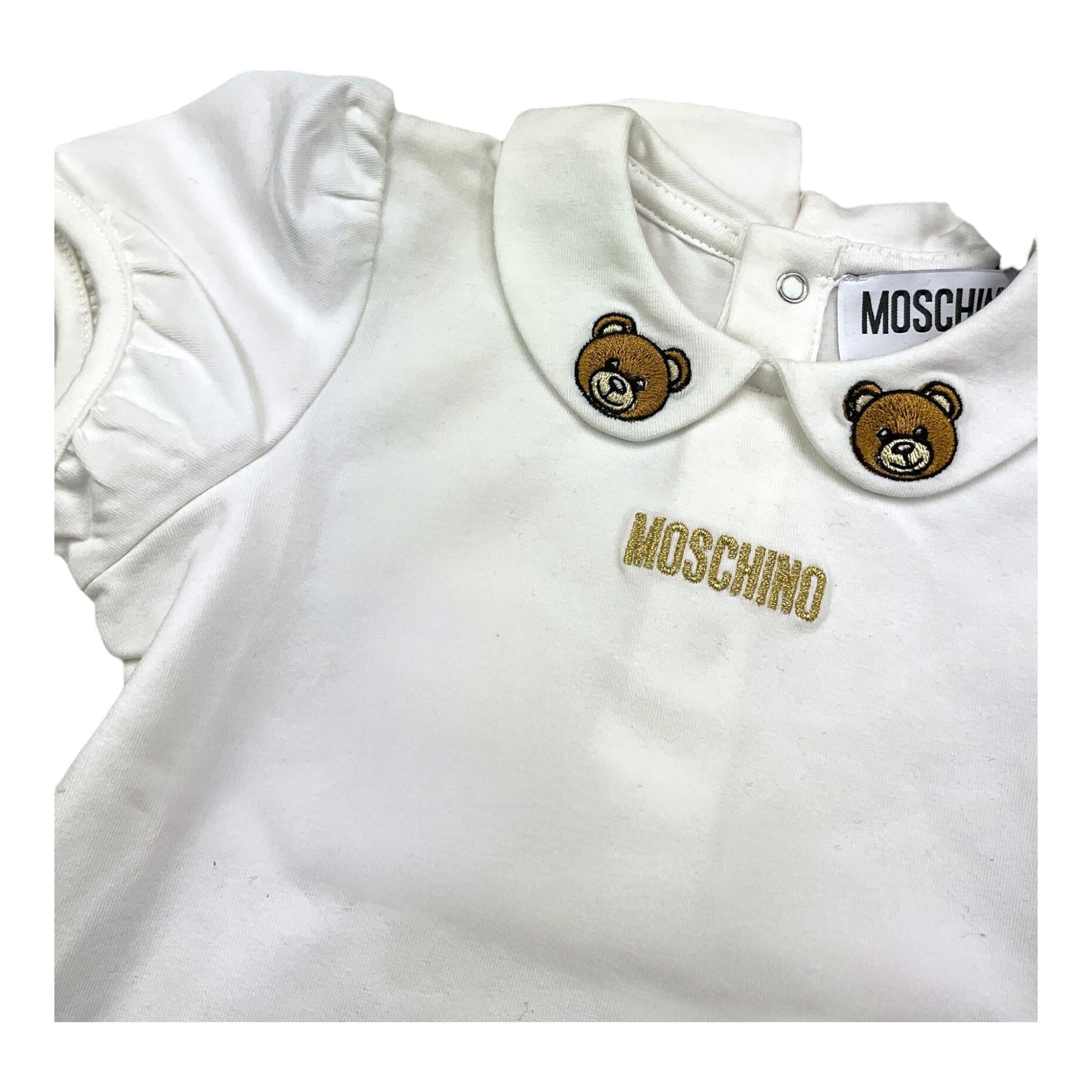 MOSCHINO t-shirt tinta unita con colletto Bianco per Neonata MEM02S BIANCO MOSCHINO