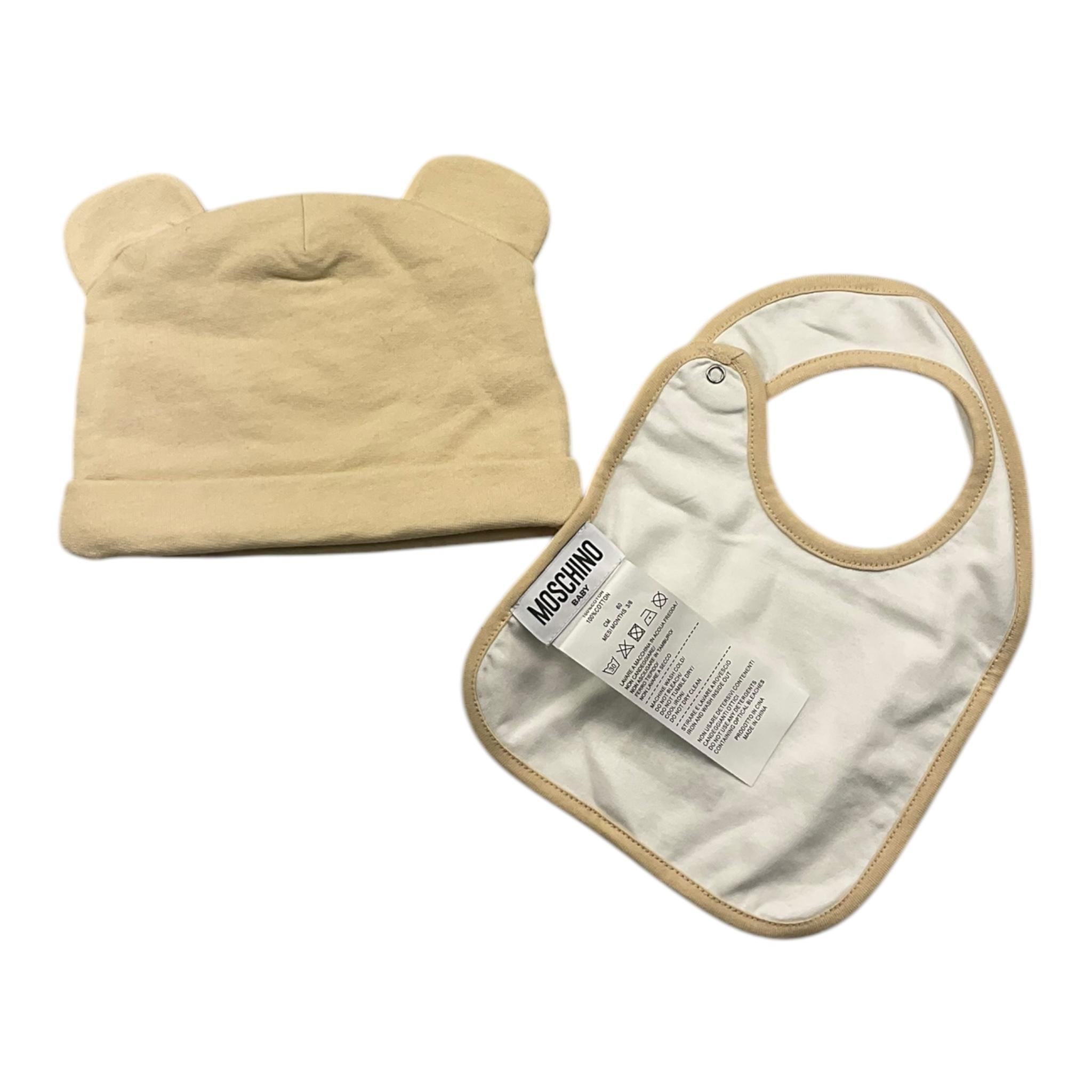 MOSCHINO set cappello-bavetta tinta unita Sabbia per Neonato NDKE SABBIA MOSCHINO