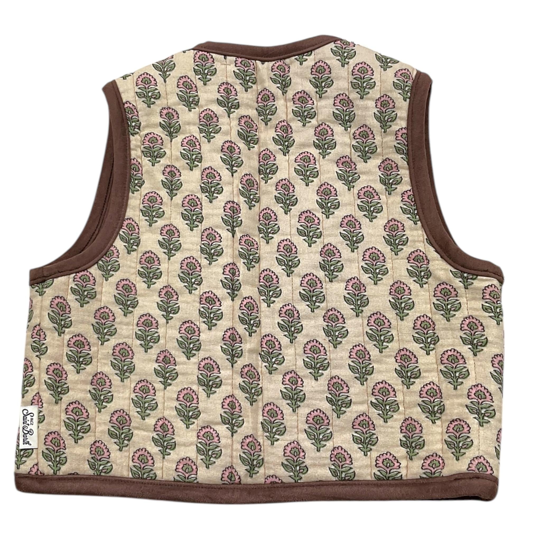 SAINT BARTH gilet tinta unita con stampa fiori Beige per Bambina DALILA BEIGE SAINT BARTH