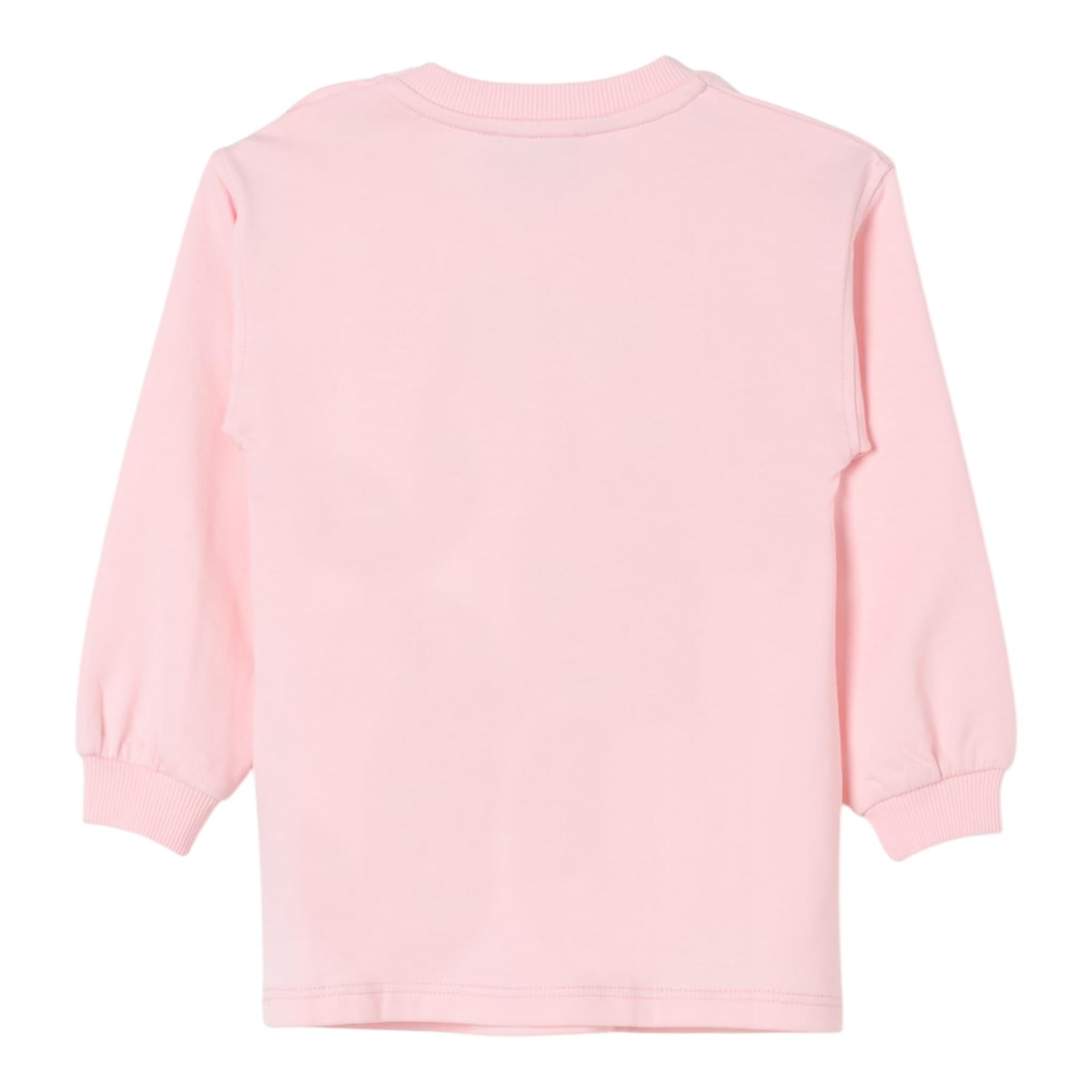 MOSCHINO abito felpa girocollo tinta unita con stampa in contrasto Rosa per Neonata MDV08N ROSA MOSCHINO