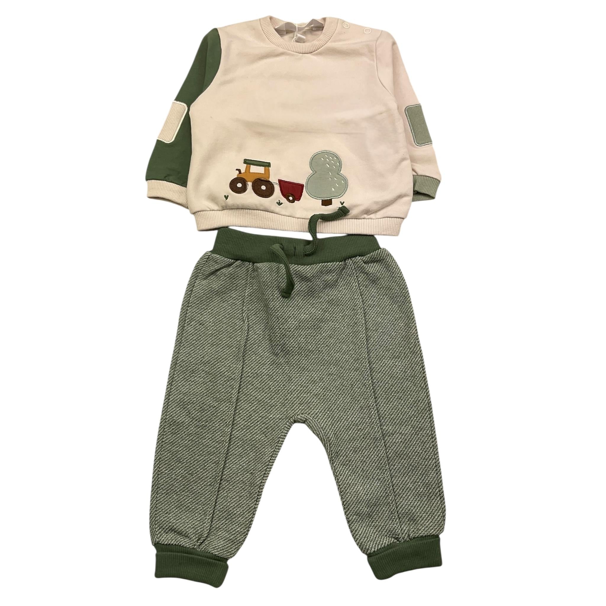 MAYORAL completo 2 pezzi felpa-pantalone Biege/verde per Neonato 26255 BEIGE/VERDE MAYORAL