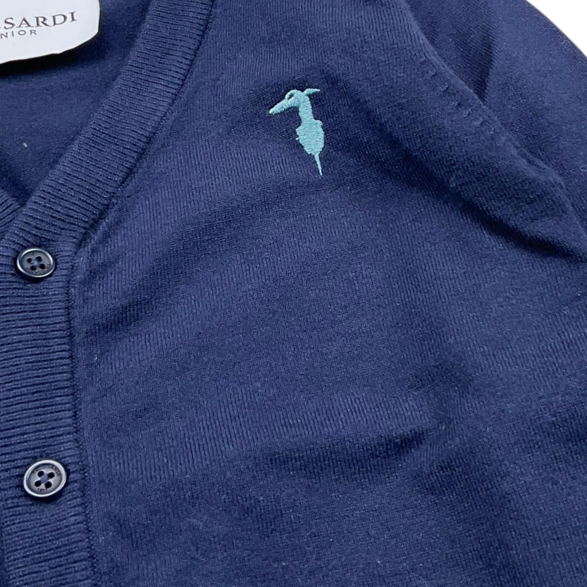TRUSSARDI cardigan tinta unita con logo Blu per Bambino TBA25010CD BLU TRUSSARDI