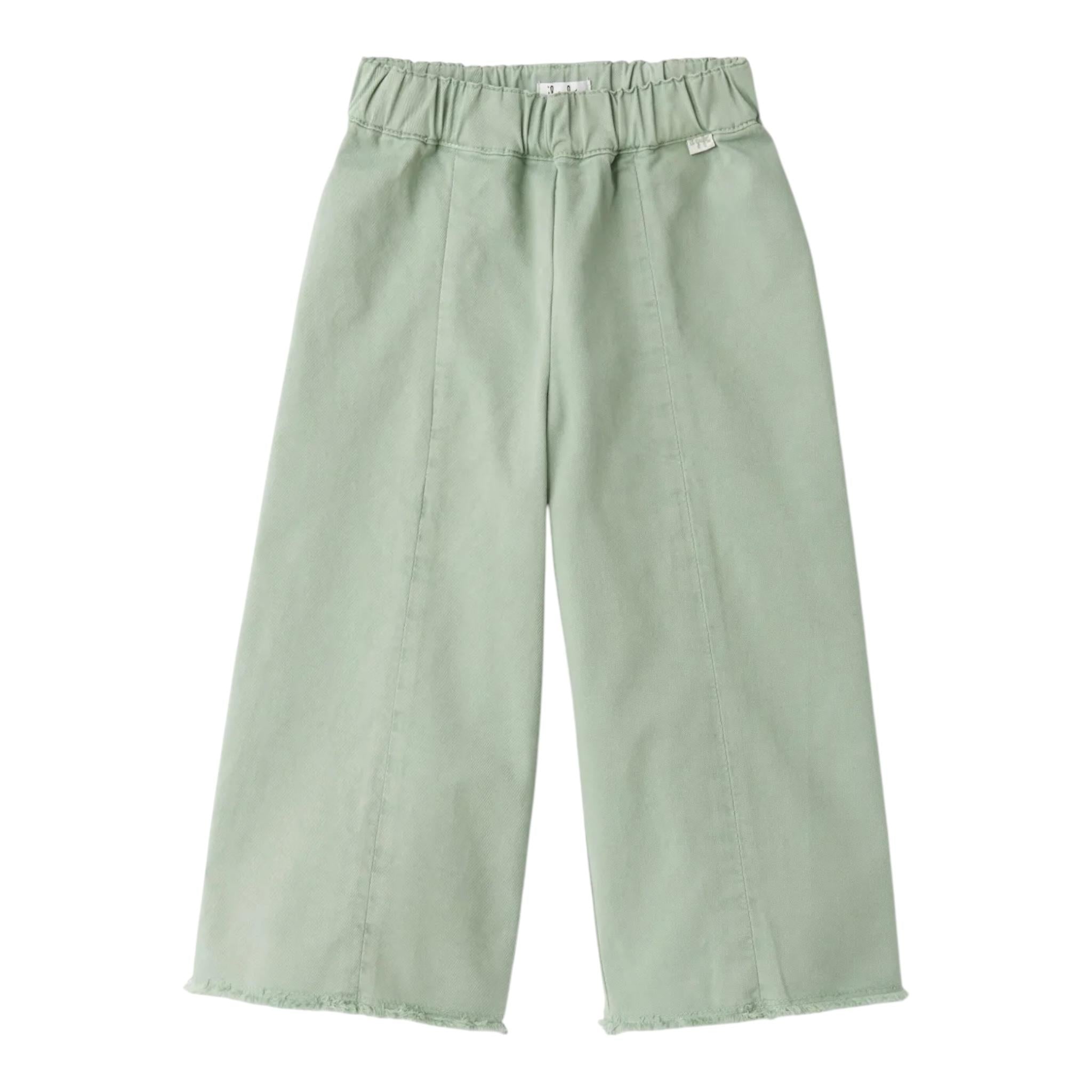 IL GUFO pantalone modello a palazzo tinta unita con elastico in vita Verde per Bambina A24PL38\C6036 VERDE IL GUFO