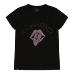 JOHN RICHMOND t-shirt tinta unita girocollo con stampa brillantini Nero per Bambina RGA24150TSX NERO JOHN RICHMOND