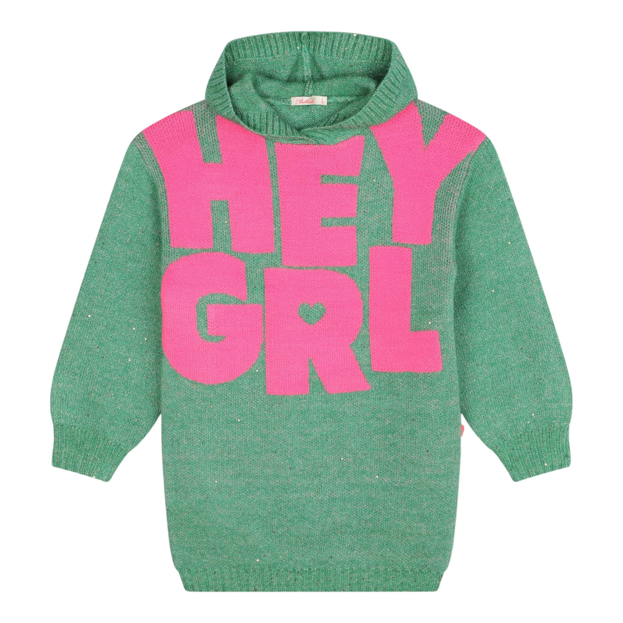 BillIEBLUSH abito tinta unita con cappuccio manica lunga e stampa Verde per Bambina U20512 VERDE BillIEBLUSH