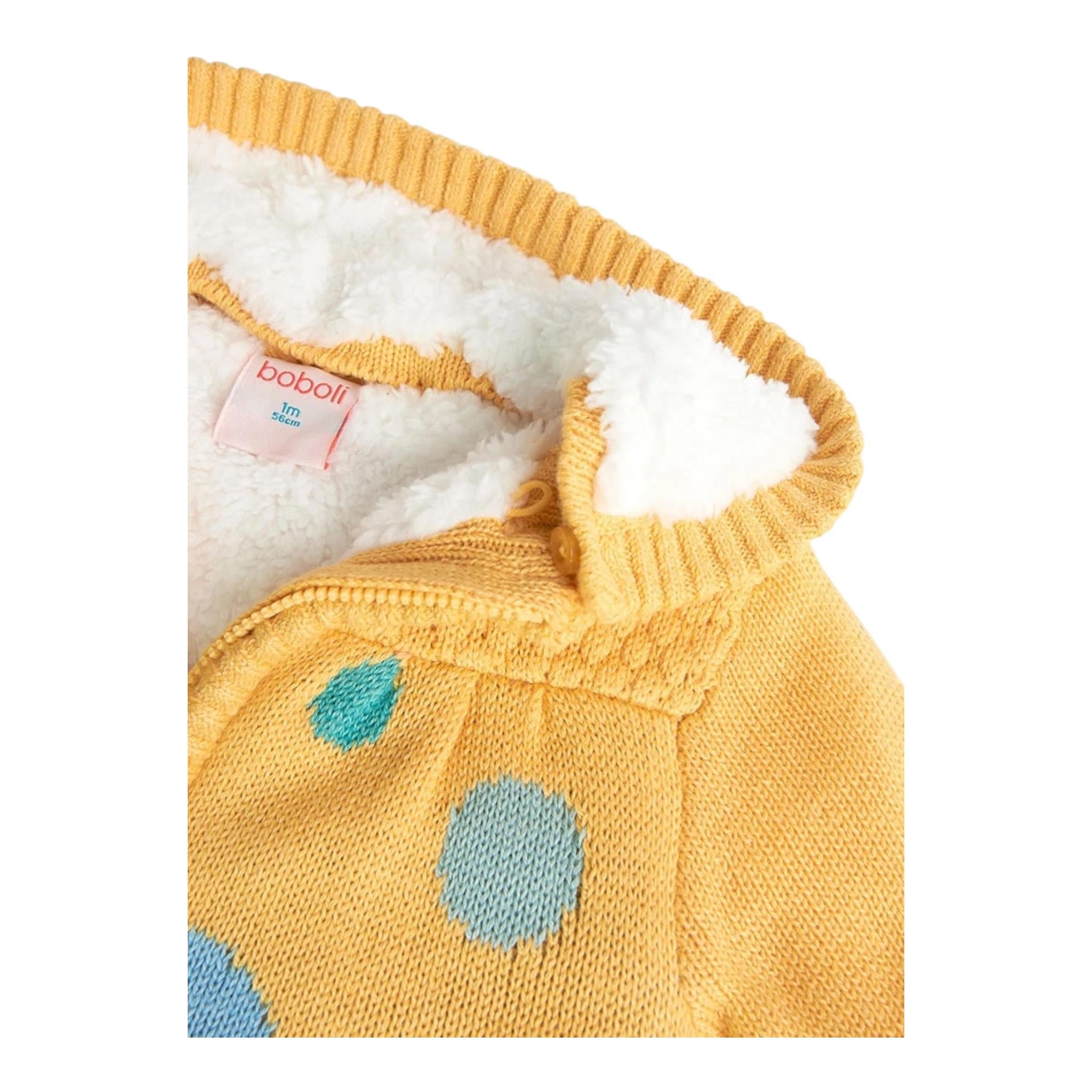 BOBOLI felpa in maglia tinta unita con cappuccio Giallo per Neonato 119102 GIALLO BOBOLI