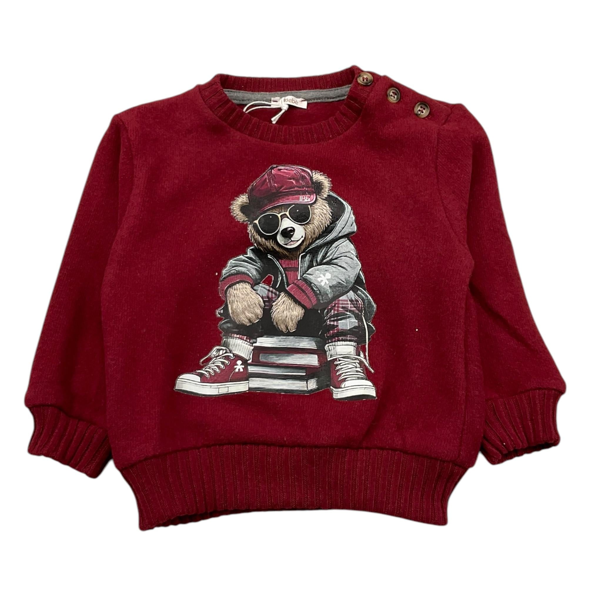 LE BEBE' maglia girocollo tinta unita con stampa in contrasto Rosso per Neonato LBB5249 ROSSO LE BEBE'