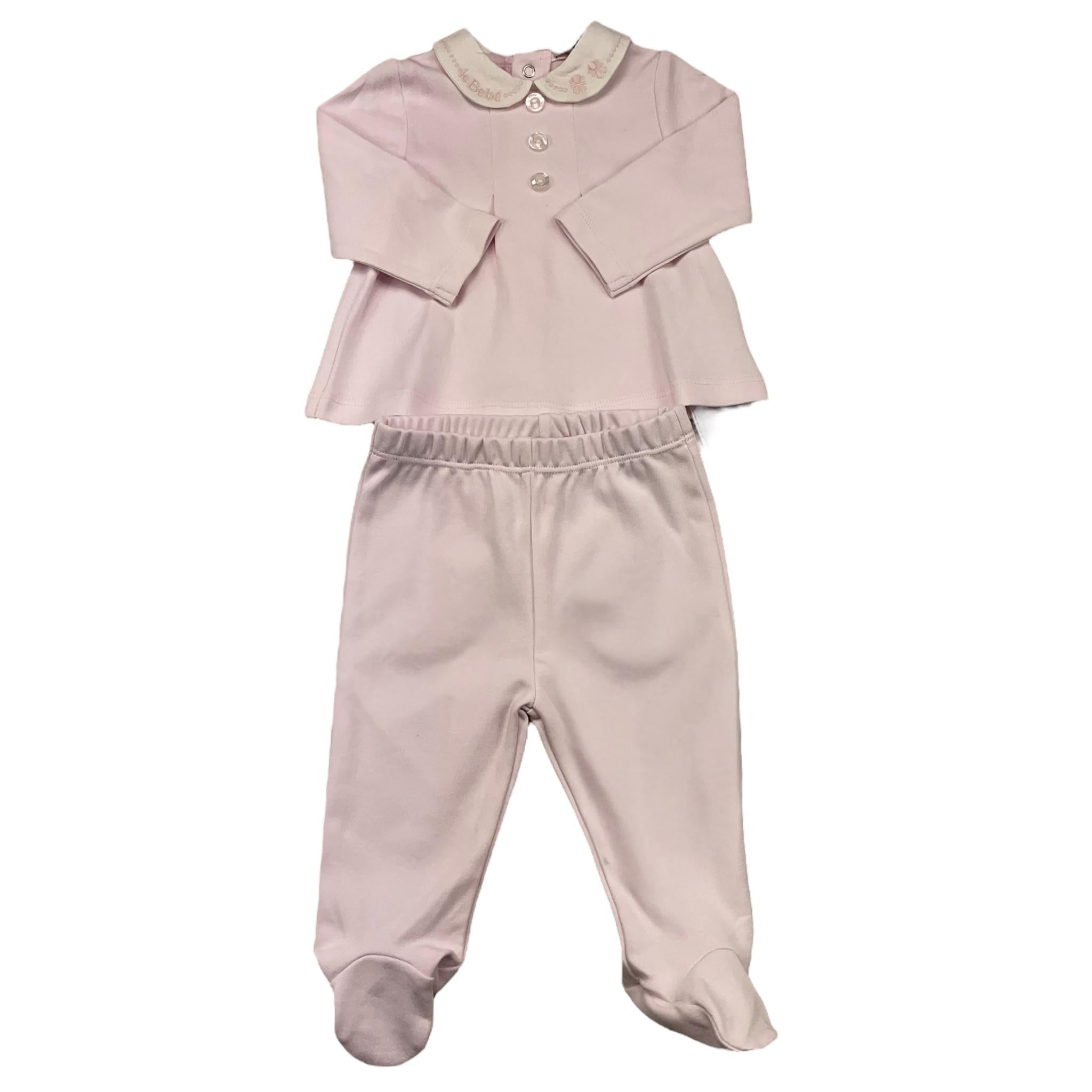 LE BEBE' completo 2 pezzi shirt-ghettina tinta unita Rosa per Neonata LBG5989 ROSA LE BEBE'