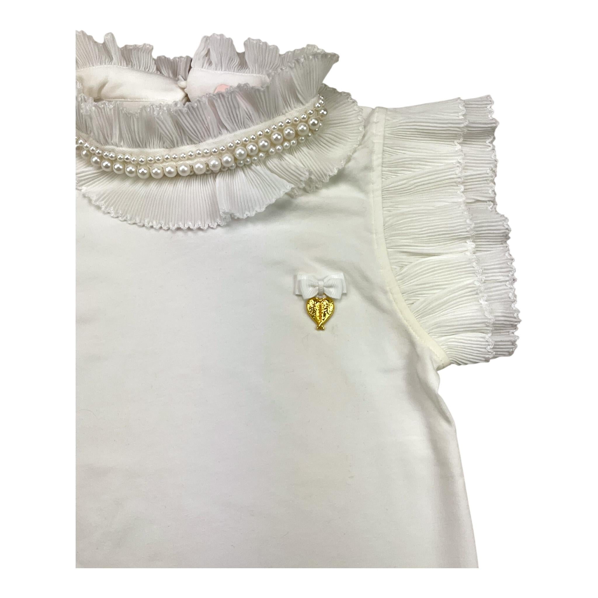 ANGEL'S FACE t-shirt tinta unita con collo con perle Bianco per Bambina A218081 BIANCO ANGEL'S FACE