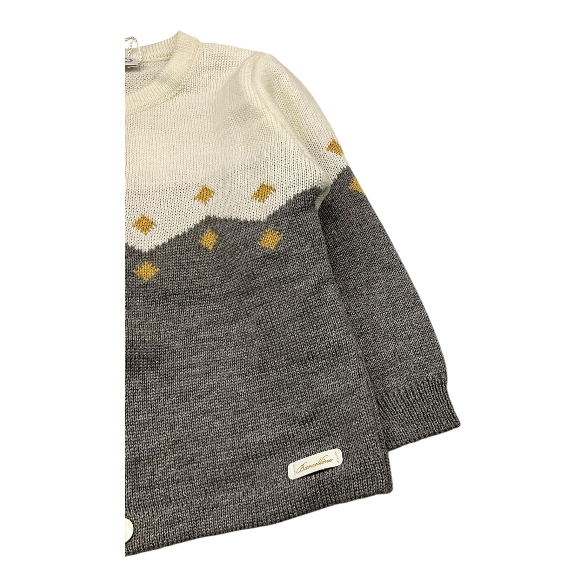 BARCELLINO cardigan bicolore con ricami Panna/grigio per Neonata 115914 PANNA/GRIGIO BARCELLINO