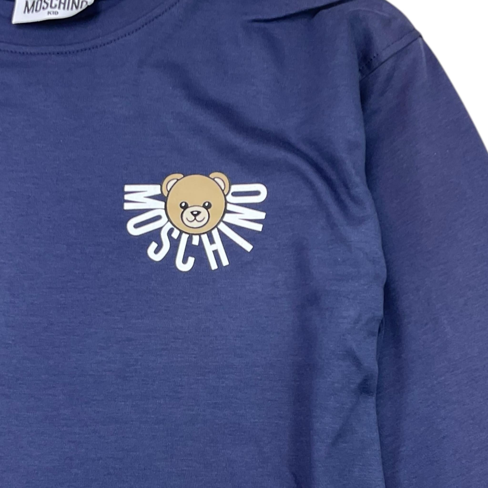MOSCHINO abito tinta unita girocollo con logo Blu per Bambina HDV0H2 BLU MOSCHINO