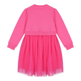 GUESS abito tinta unita girocollo con tulle Fuxia per Bambina K4YK09KB8R0 FUXIA GUESS