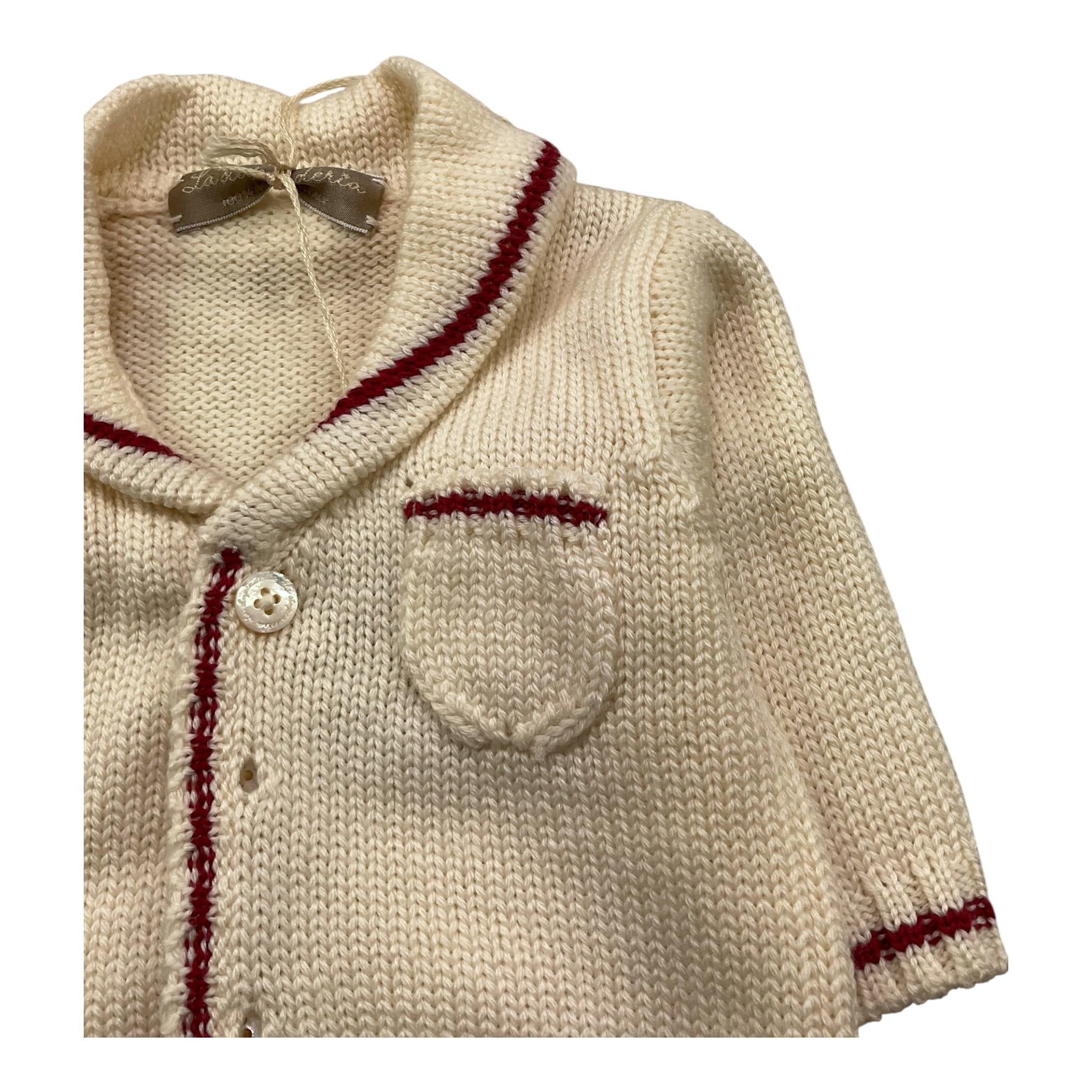LA STUPENDERIA cardigan modello giacca tinta unita Panna/rosso per Neonato WCGH21 PANNA/ROSSO LA STUPENDERIA