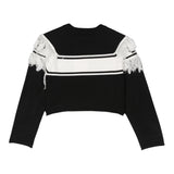 TWINSET maglia girocollo tinta unita con frange Nero per Bambina 242GJ3163XXXX NERO TWINSET