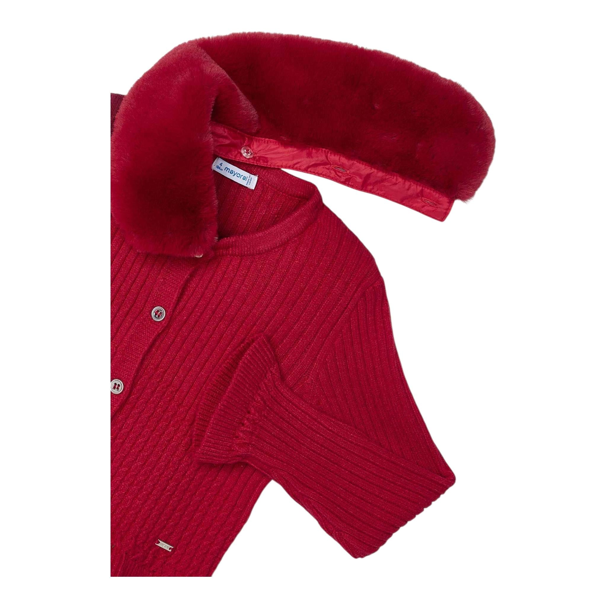 MAYORAL cardigan tinta unita con colletto rimovibile Rosso per Bambina 4362X ROSSO MAYORAL