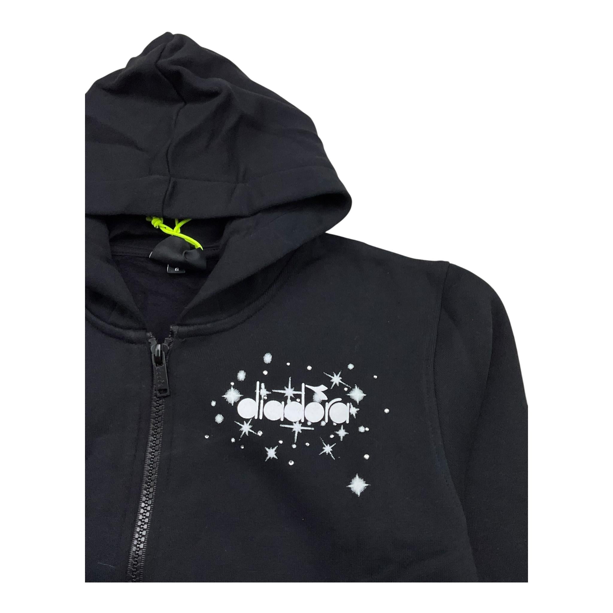 DIADORA felpa con zip e cappuccio tinta unita con logo Nero per Bambina F4DIBGZH098 NERO DIADORA