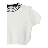 ELISABETTA FRANCHI t-shirt in maglia tinta unita cn collo logato Panna per Neonata EGMA025 PANNA ELISABETTA FRANCHI