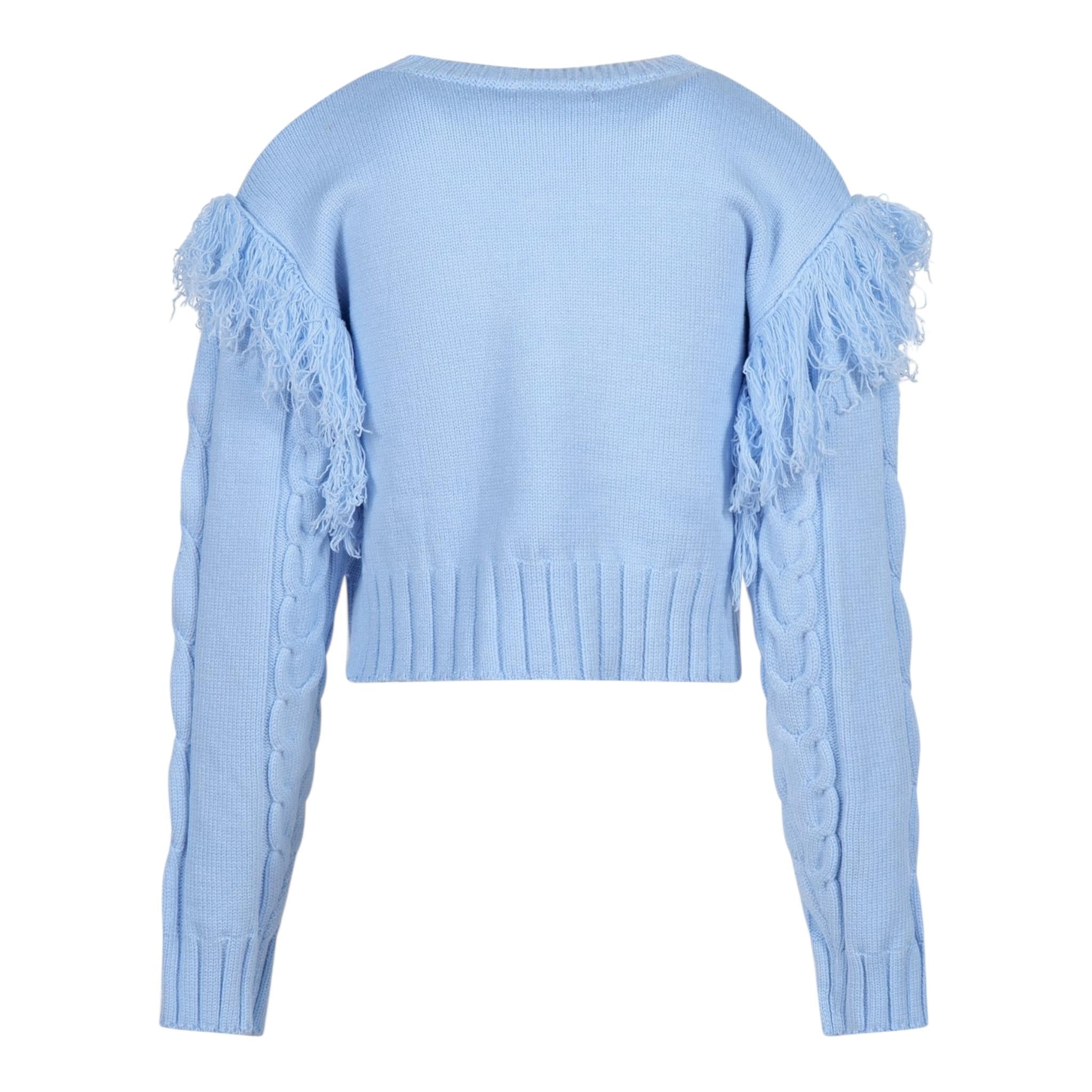 FUN & FUN maglia girocollo tinta unita cn frange Azzurro per Bambina FCJSW00049X AZZURRO FUN & FUN