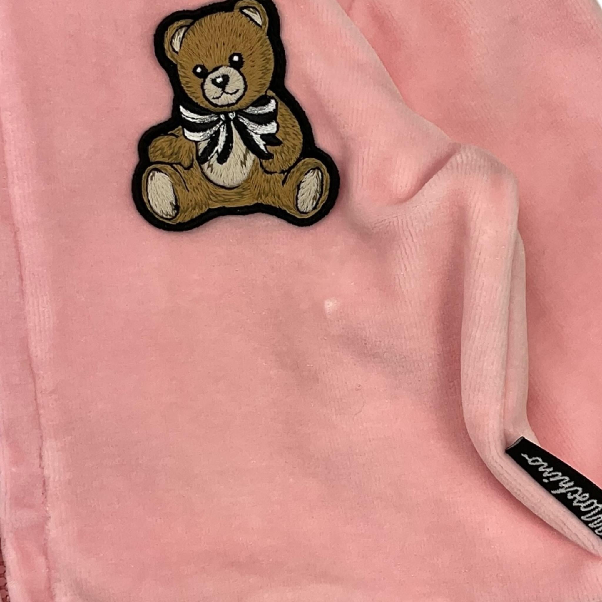 MOSCHINO completo in velluto 2pz felpa-pantalone tinta unita Rosa per Neonata MDK03B ROSA MOSCHINO