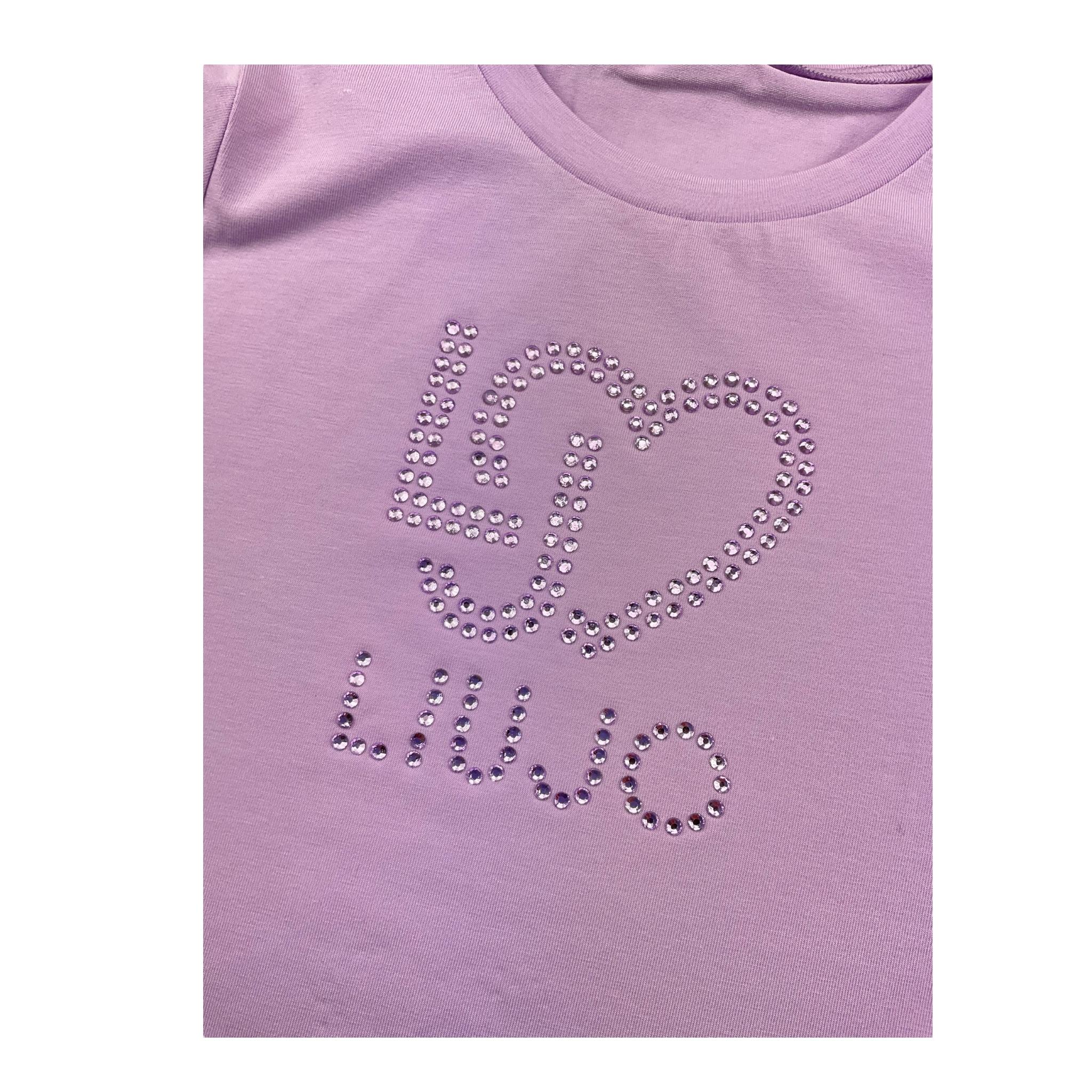 LIU JO shirt girocollo tinta unita con stampa Lilla per Neonata KF4069NX LILLA LIU JO